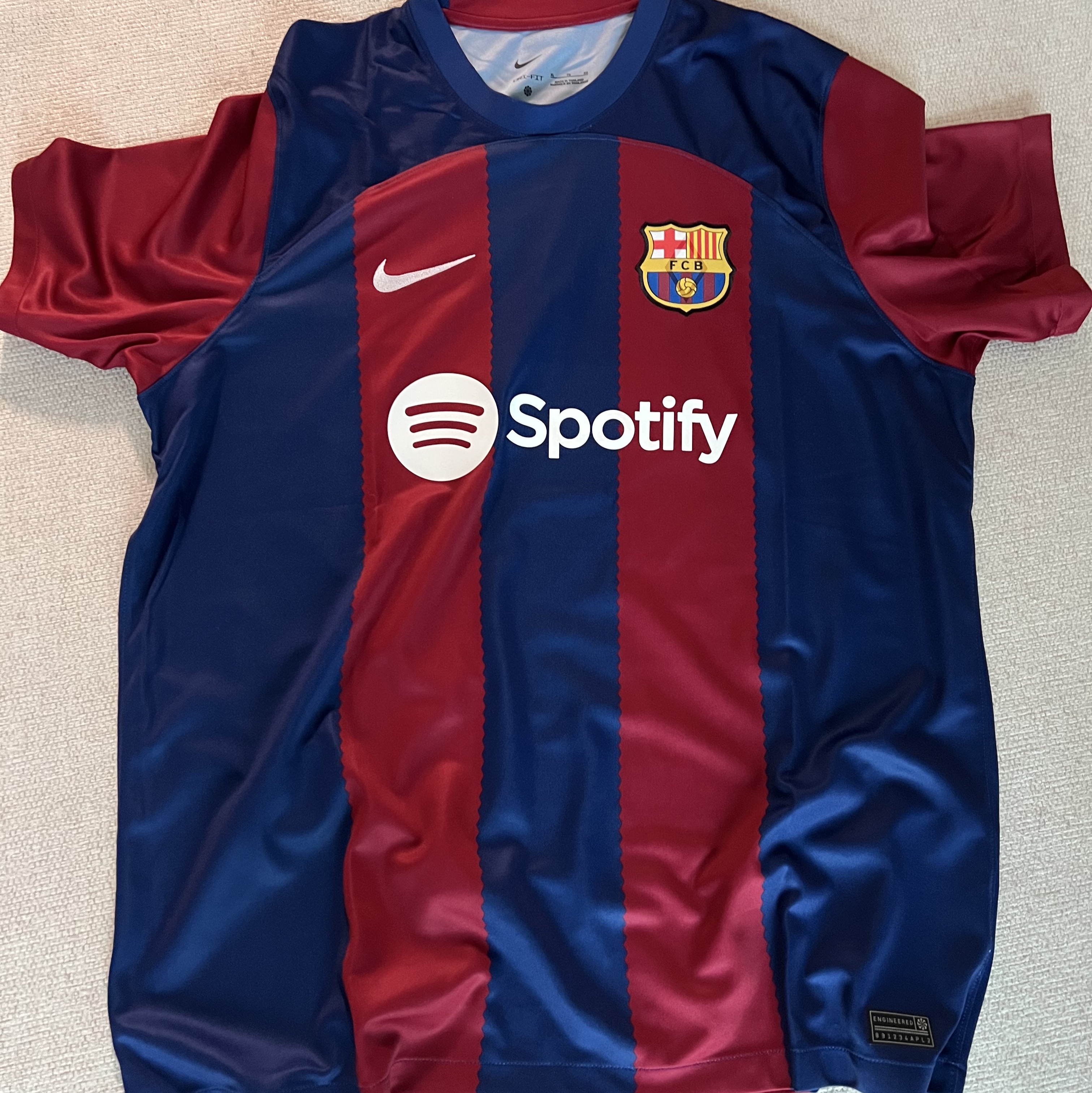 Nike FC Barcelona 2023/24 Dri-Fit Stadium Home Jersey Deep Royal Blue Noble Red (Non Marking Ver.) 착용 스타일