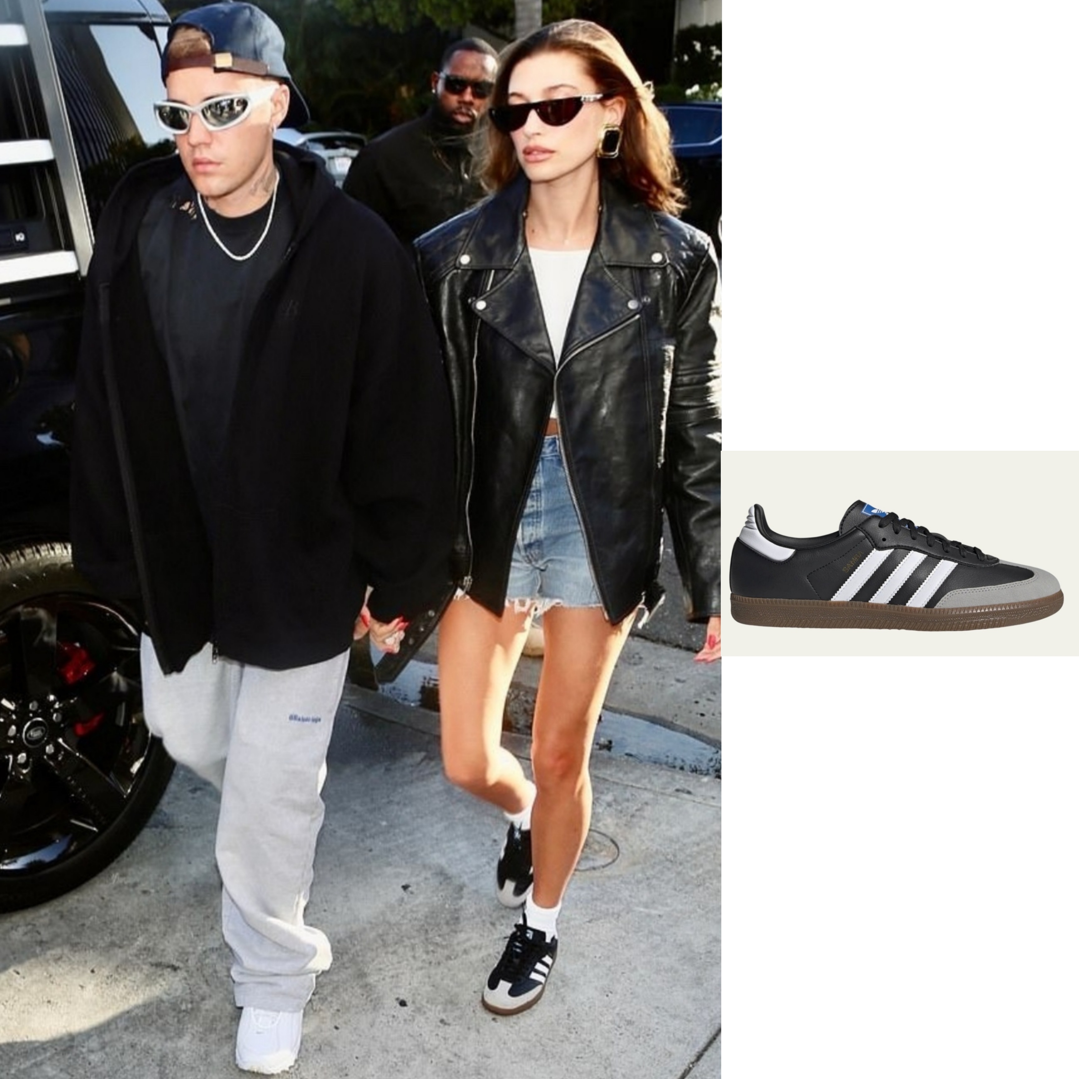 Adidas Samba Vegan Black White 착용 스타일 - 1