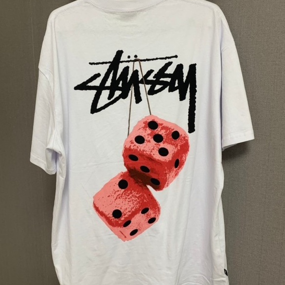Stussy Fuzzy Dice T-Shirt White 착용 스타일
