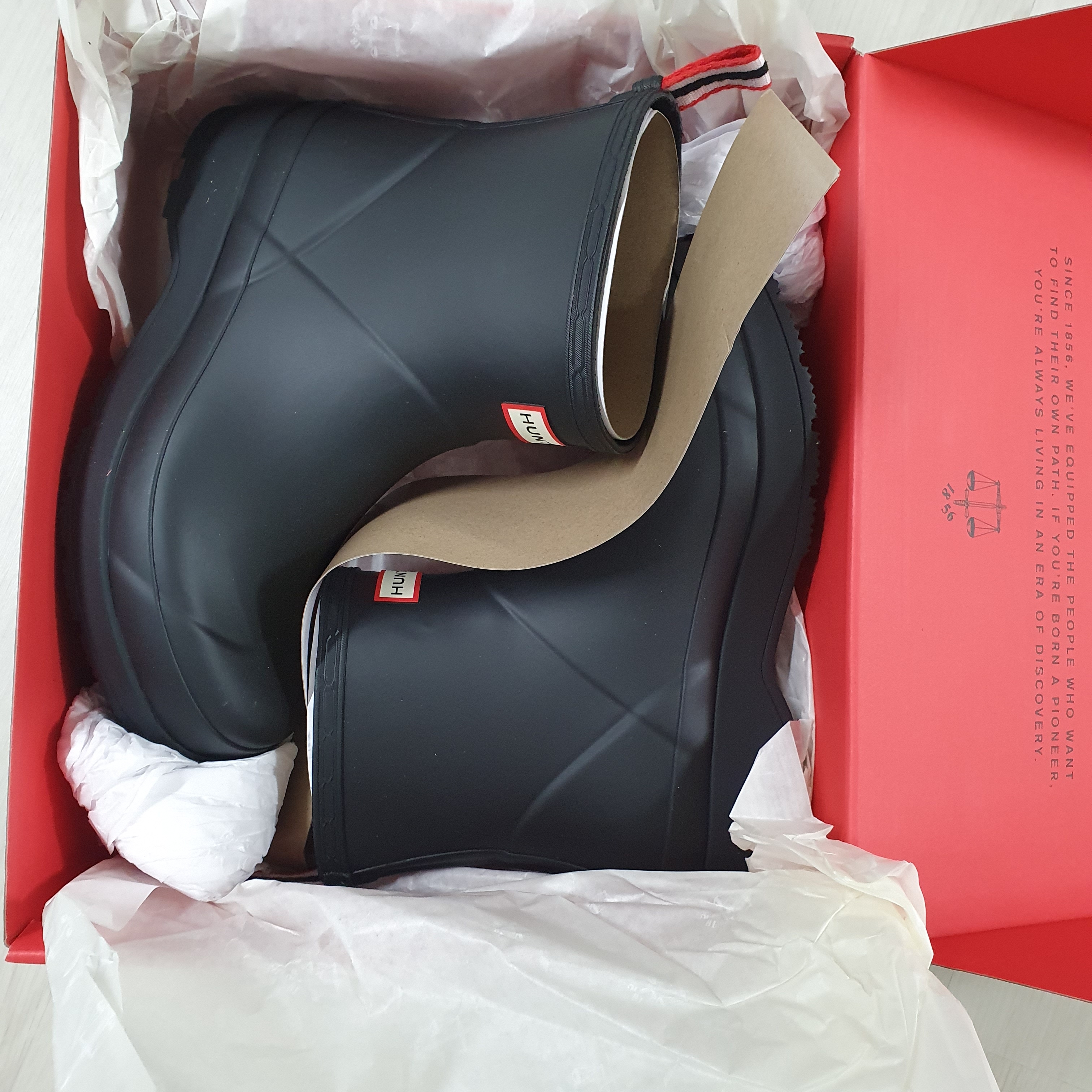 Hunter Play Short Wellington Boots Black 착용 스타일