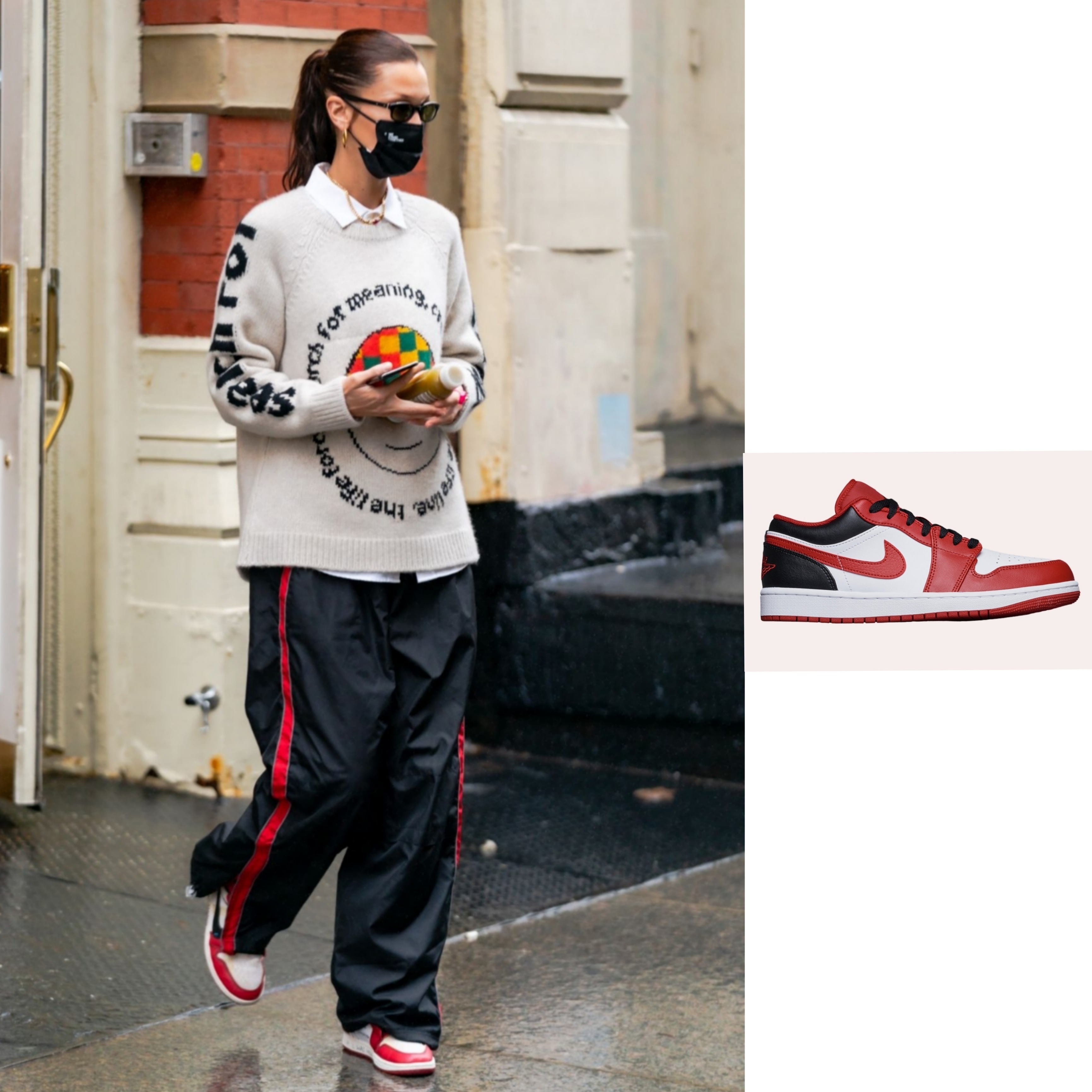 Jordan 1 Low White Gym Red Black 착용 스타일