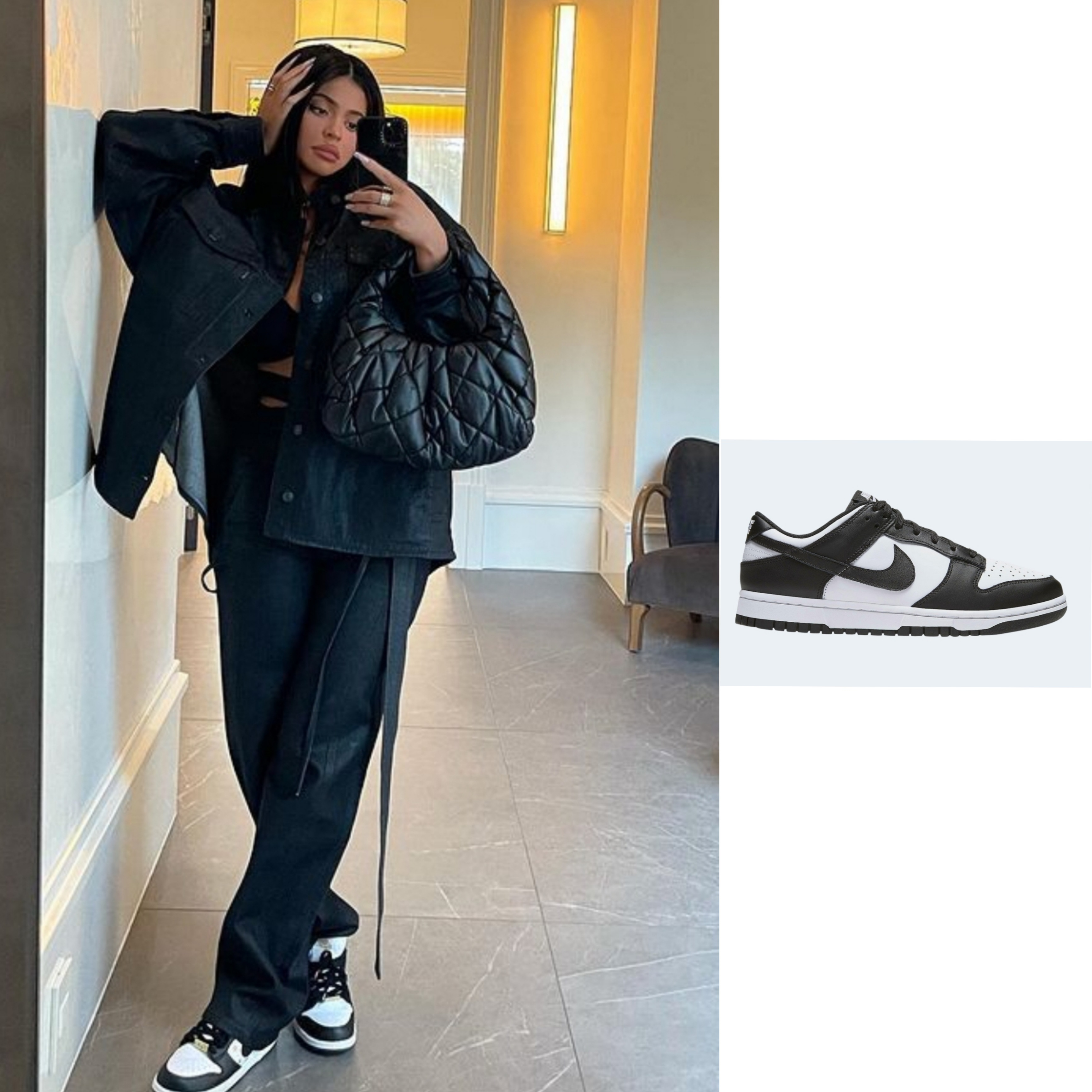Nike Dunk Low Retro Black, (W) Nike Dunk Low Black 착용 스타일