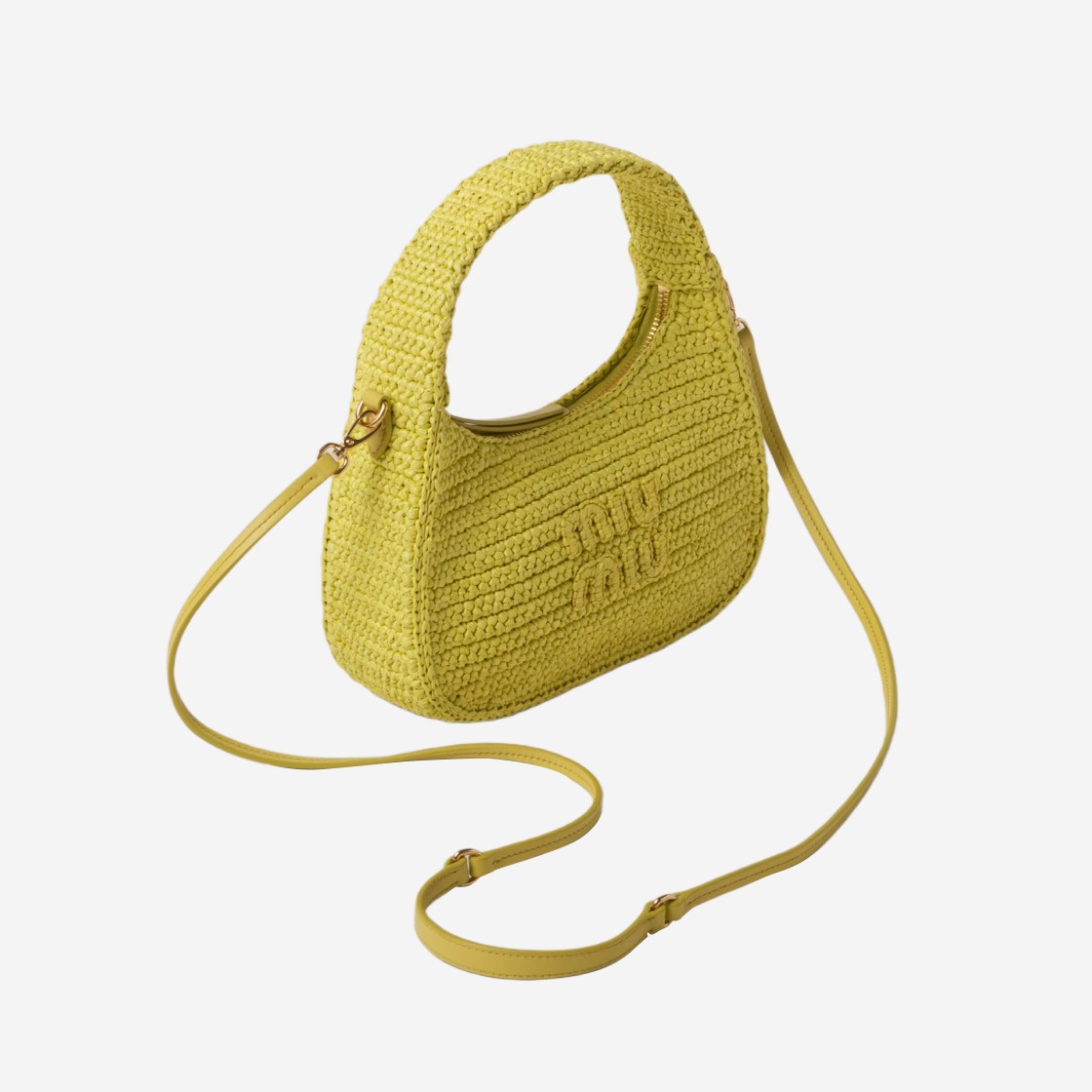 Miu Miu Wander Crochet Hobo bag Citron Yellow 상세 이미지 2