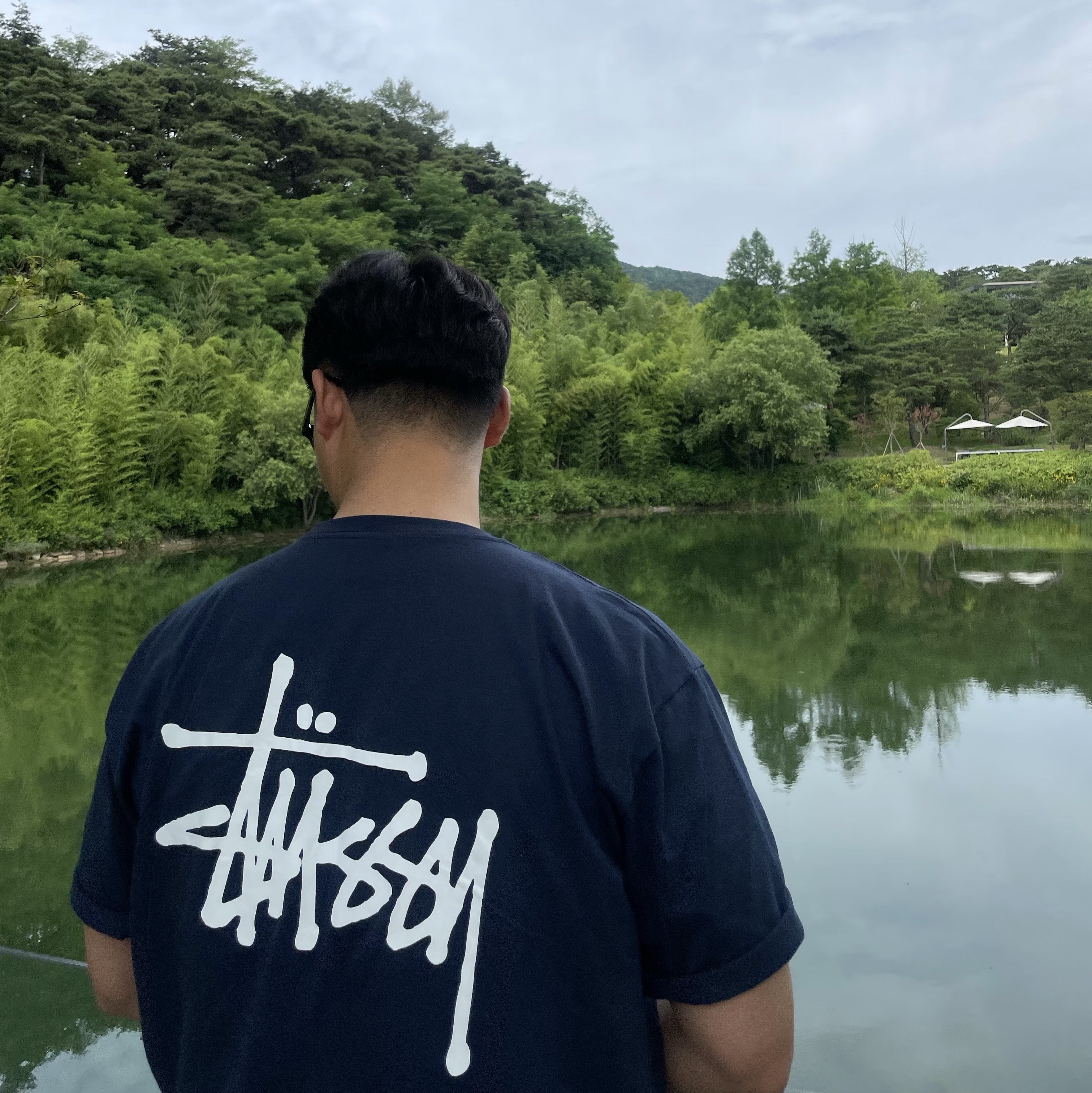 Stussy Basic Stussy T-Shirt Navy 2023 착용 스타일