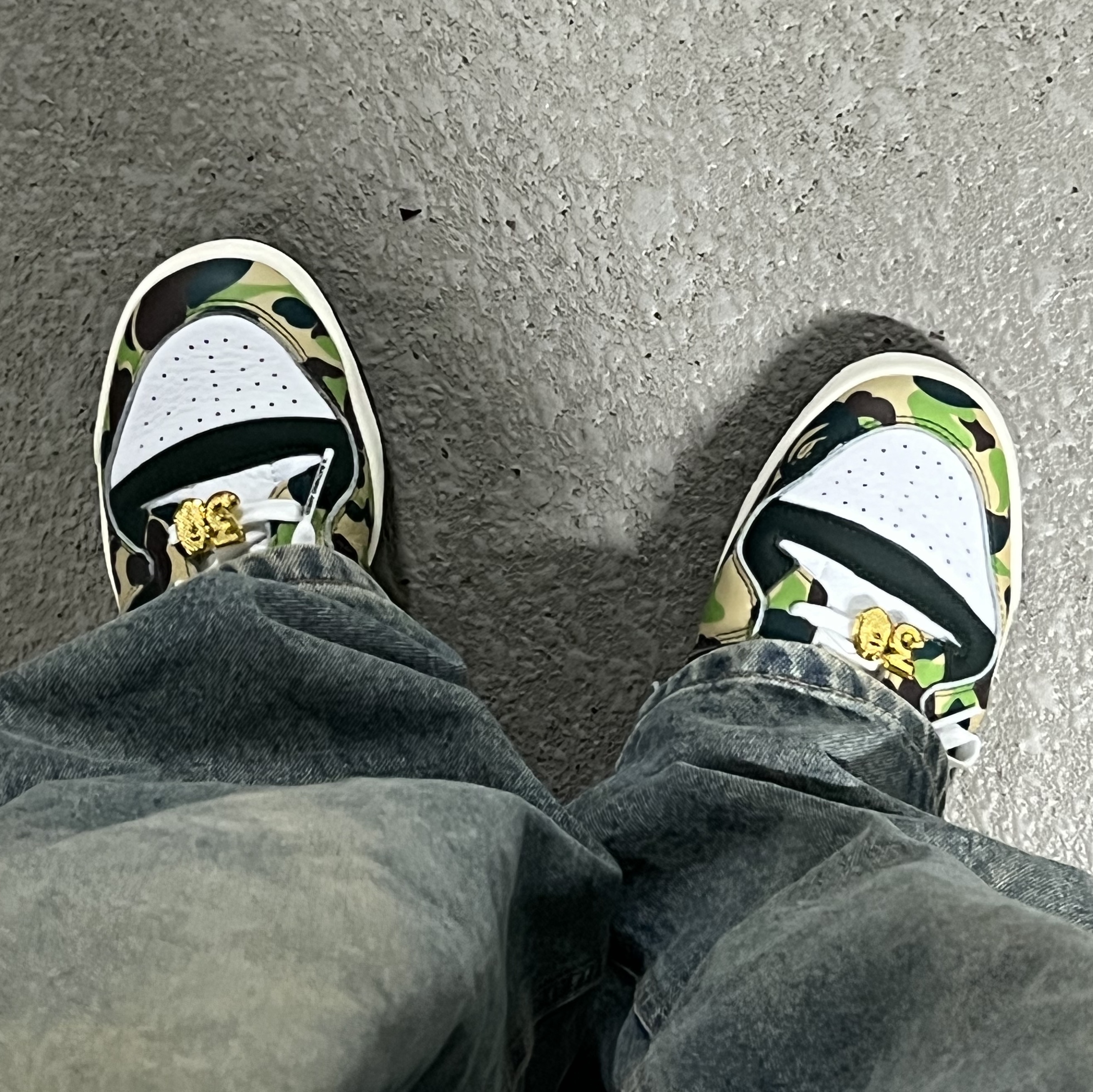 Adidas x BAPE Forum 84 Low Green Camo 착용 스타일