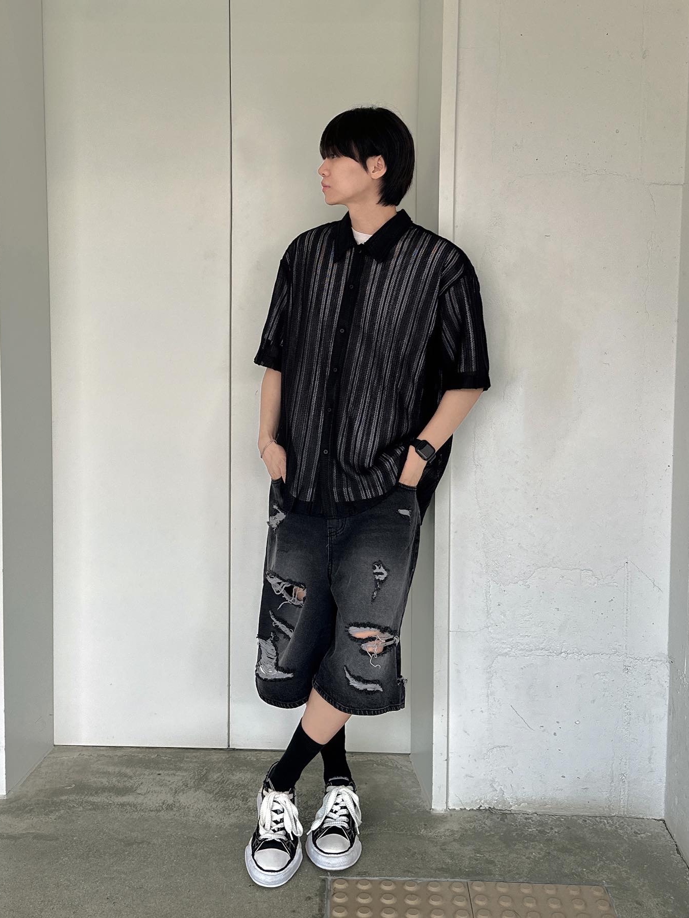 Maison Mihara Yasuhiro Peterson OG Sole Canvas Low Sneakers Black 착용 스타일 - 5