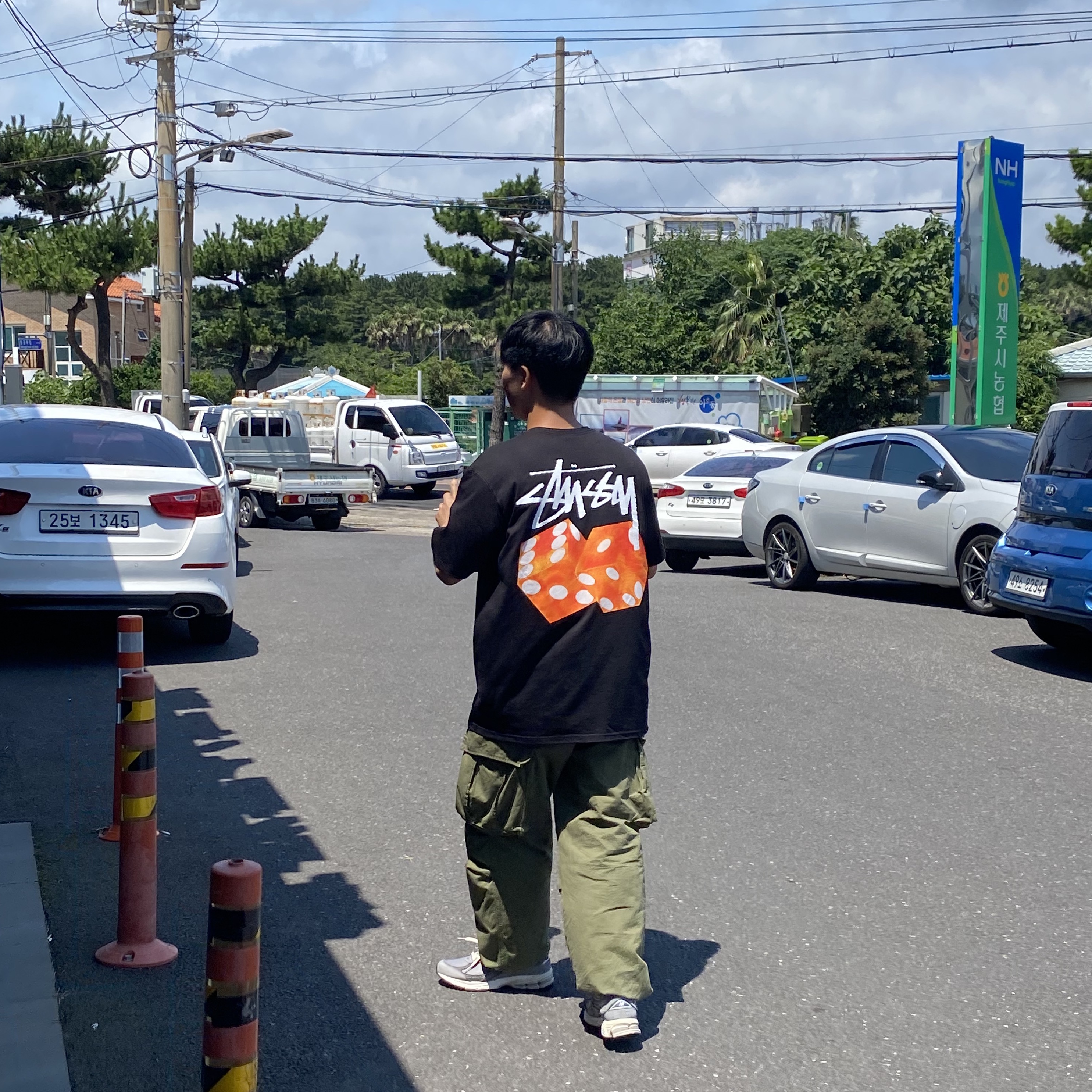 Stussy Diced Out T-Shirt Black, New Balance 2002R Premium Vintage Grey 착용 스타일