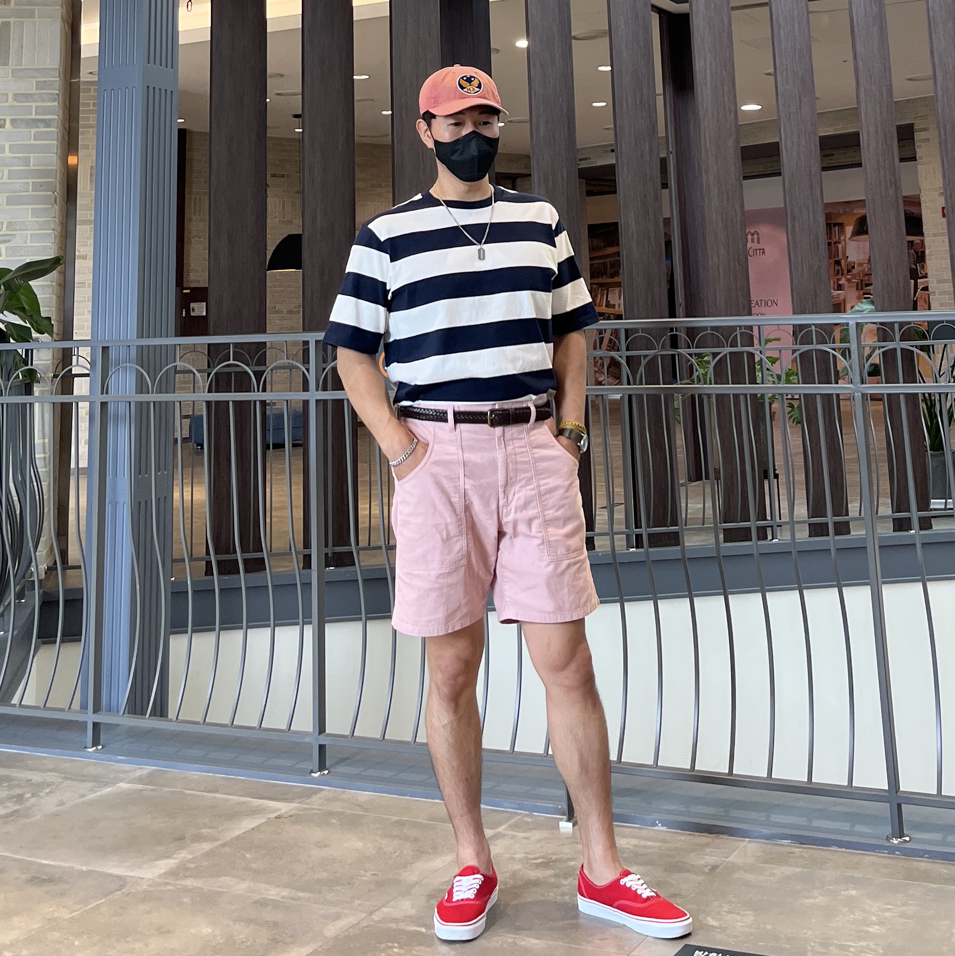 Double RL Garment Dyeing Twill Ball Cap Red 착용 스타일 - 2