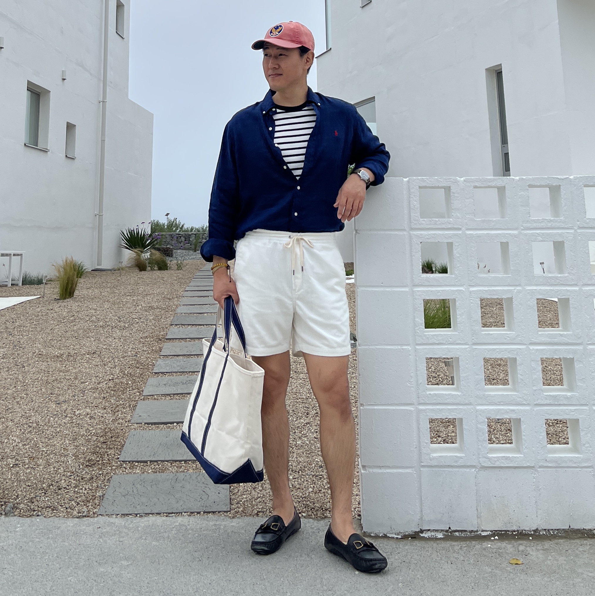 Double RL Garment Dyeing Twill Ball Cap Red 착용 스타일 - 1
