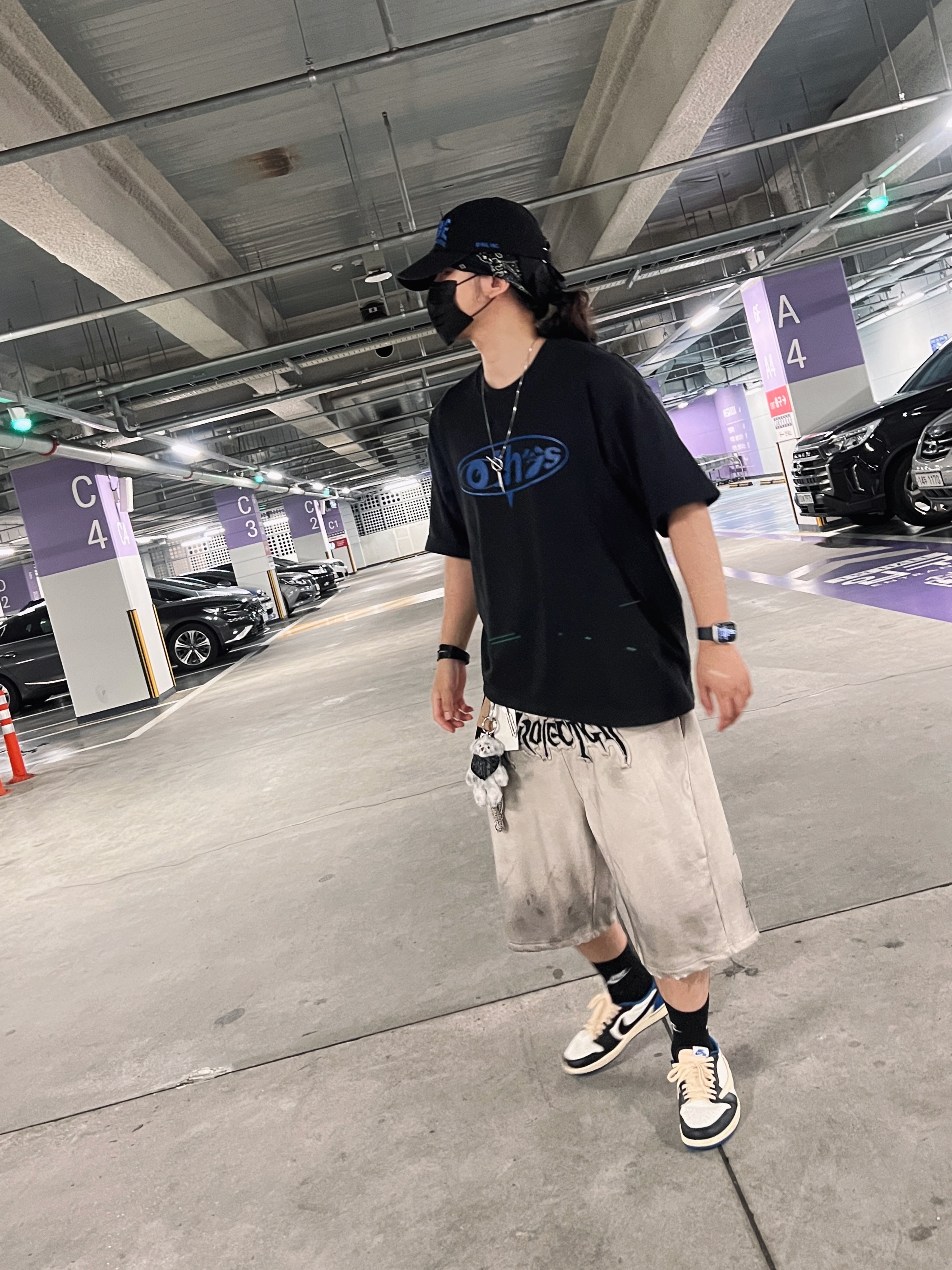 Nike x Off-White NRG T-Shirt Black - Asia, Project G/R Furious Logo Applique Shorts Grey - 10 Corso Como Exclusive 착용 스타일 - 2
