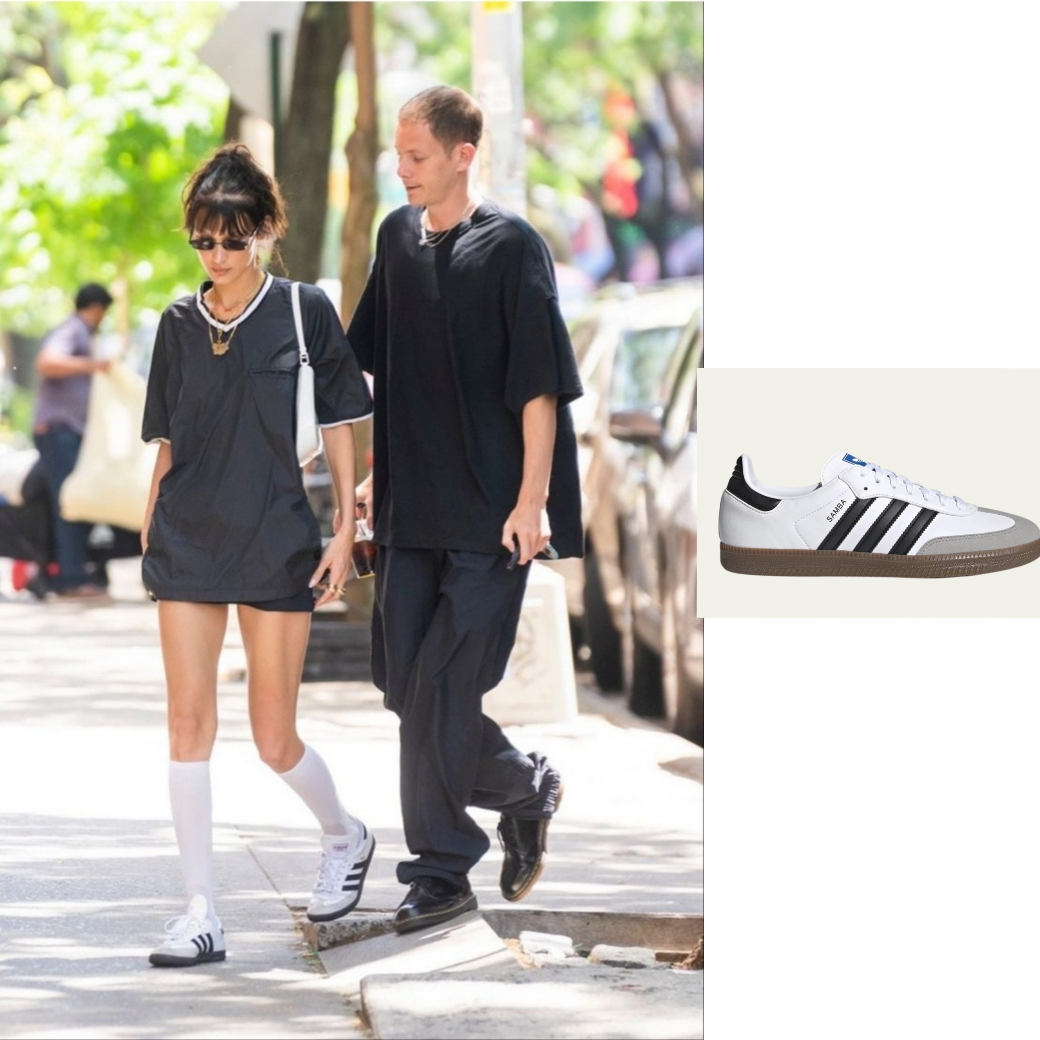 Adidas Samba Vegan White Black 착용 스타일 - 1