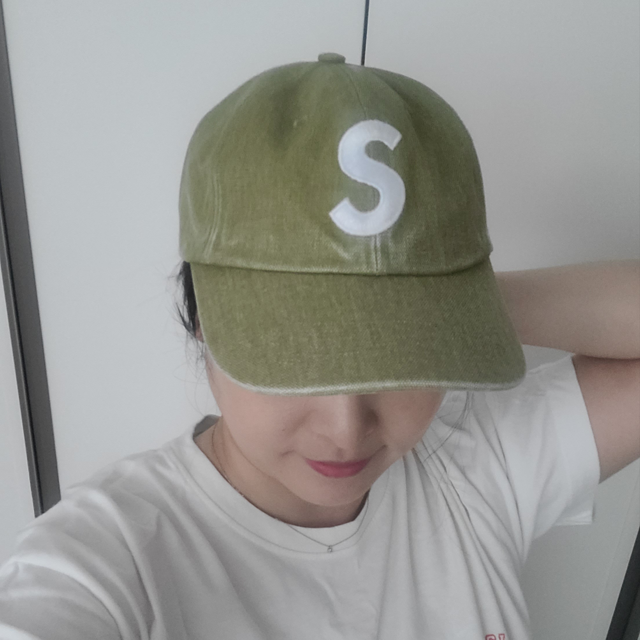 Supreme Pigment Canvas S Logo 6-Panel Olive - 23SS 착용 스타일 - 3