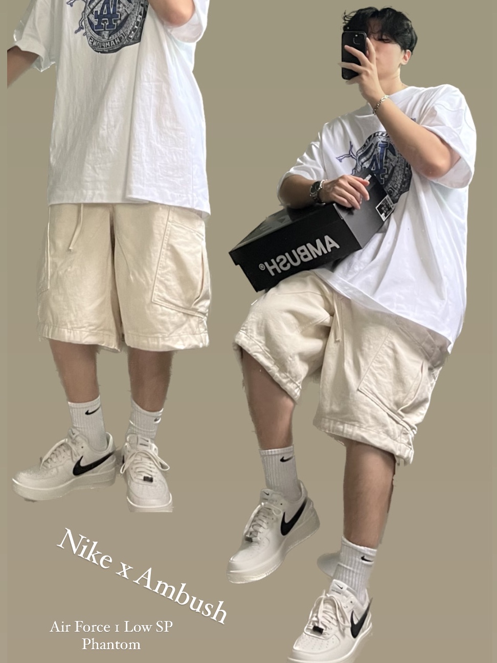 Nike x Ambush Air Force 1 Low SP Phantom 착용 스타일