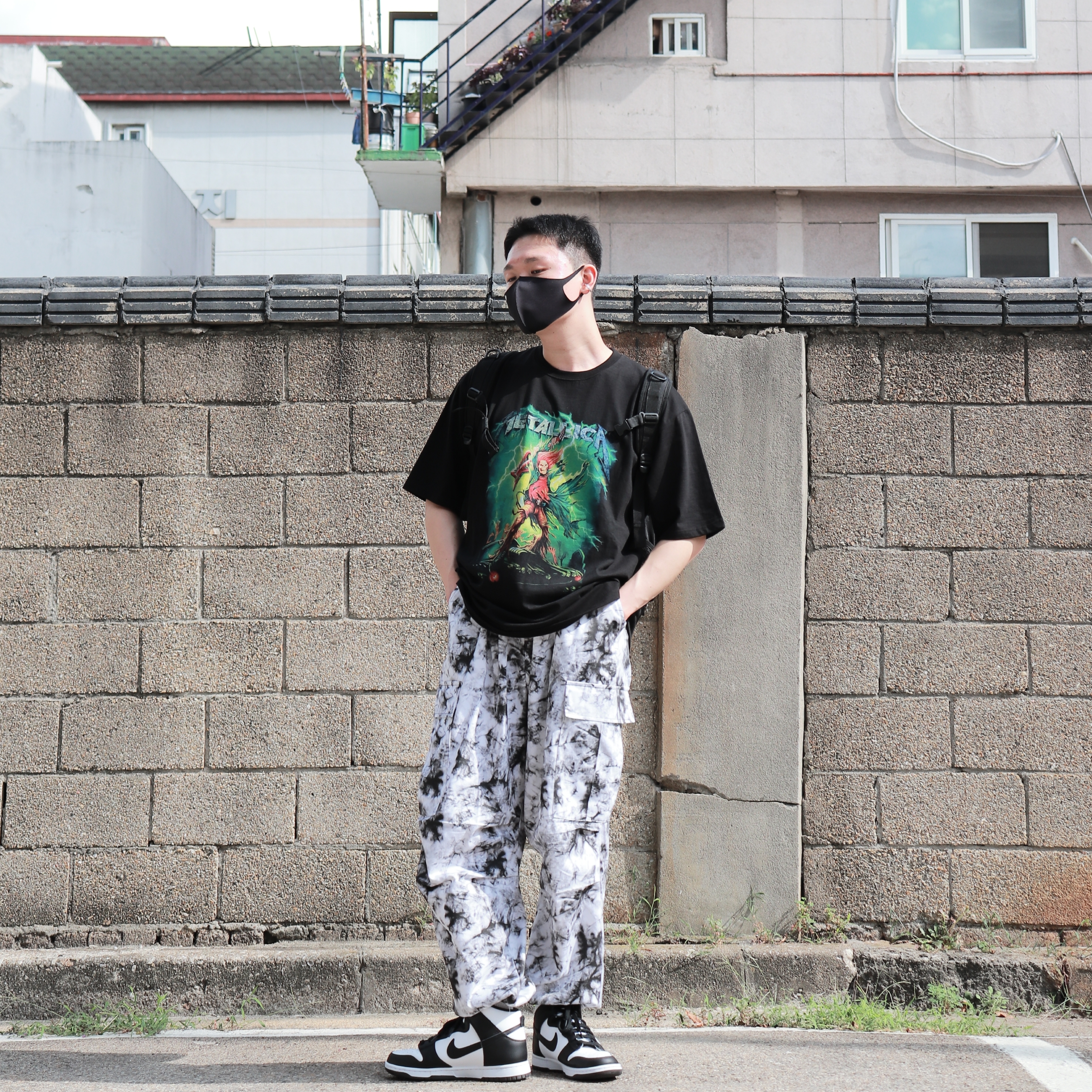 Nike Dunk High Retro Black and White 착용 스타일