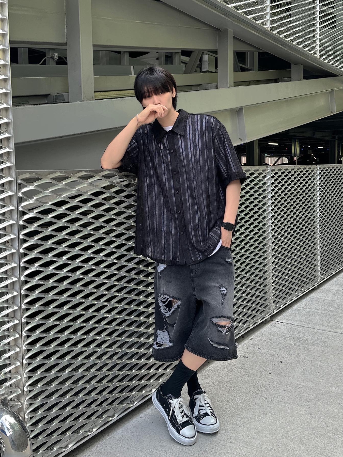 Maison Mihara Yasuhiro Peterson OG Sole Canvas Low Sneakers Black 착용 스타일 - 4