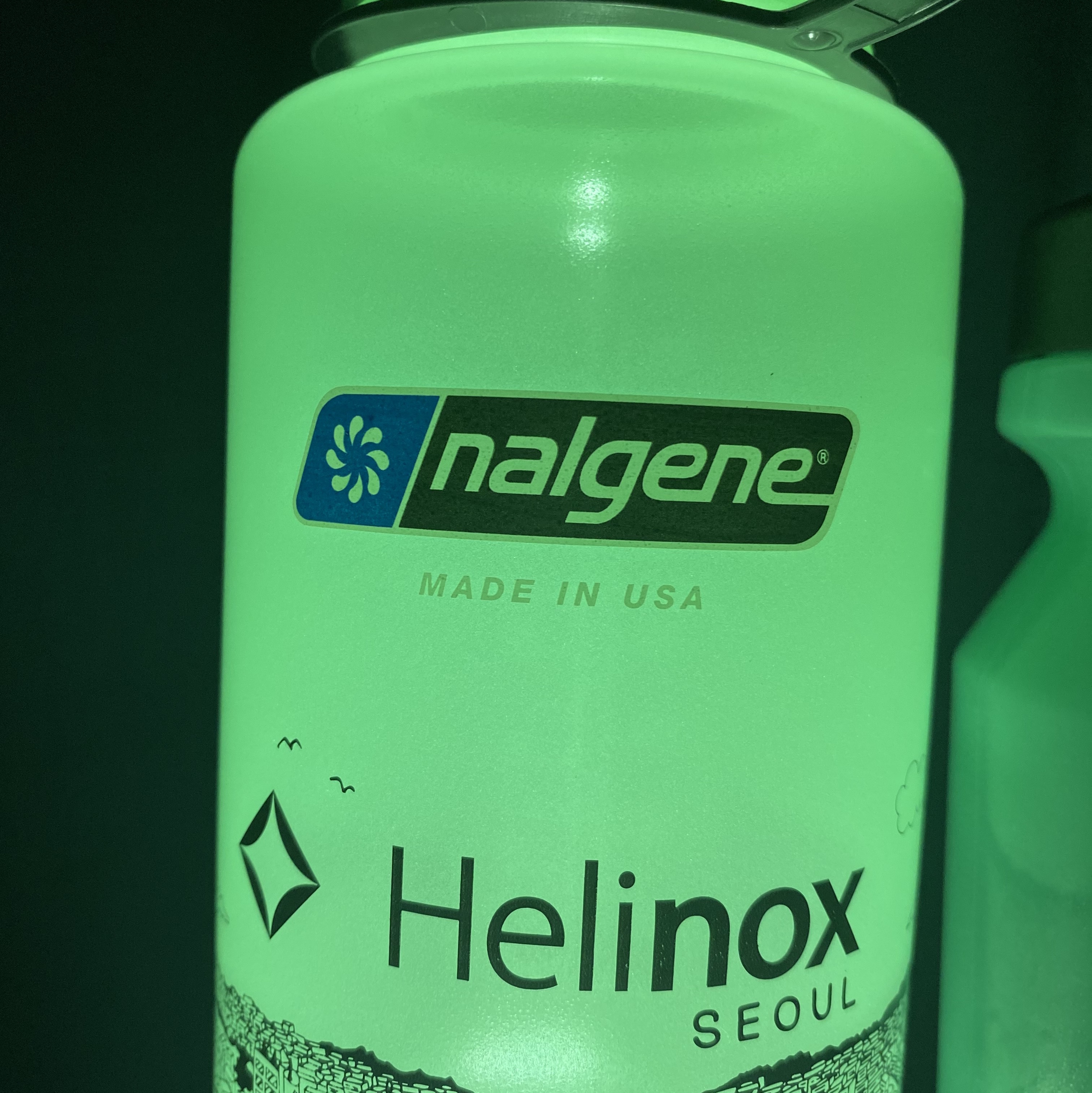 Helinox Glow Edition Nalgene Bottle 1L Seoul Glow Green 착용 스타일 - 2