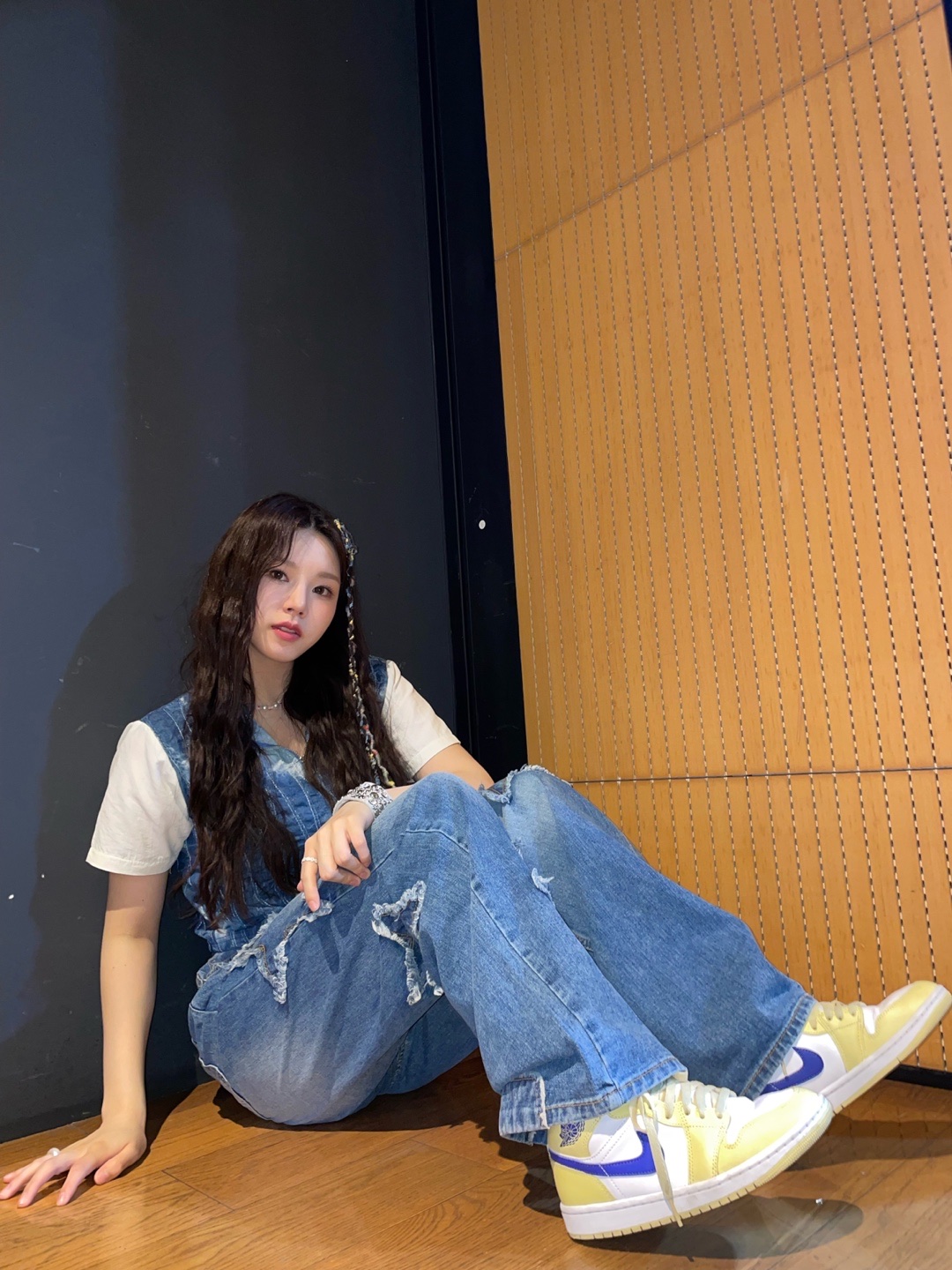 (W) Jordan 1 Mid Lemon Wash Lapis 착용 스타일 - 2