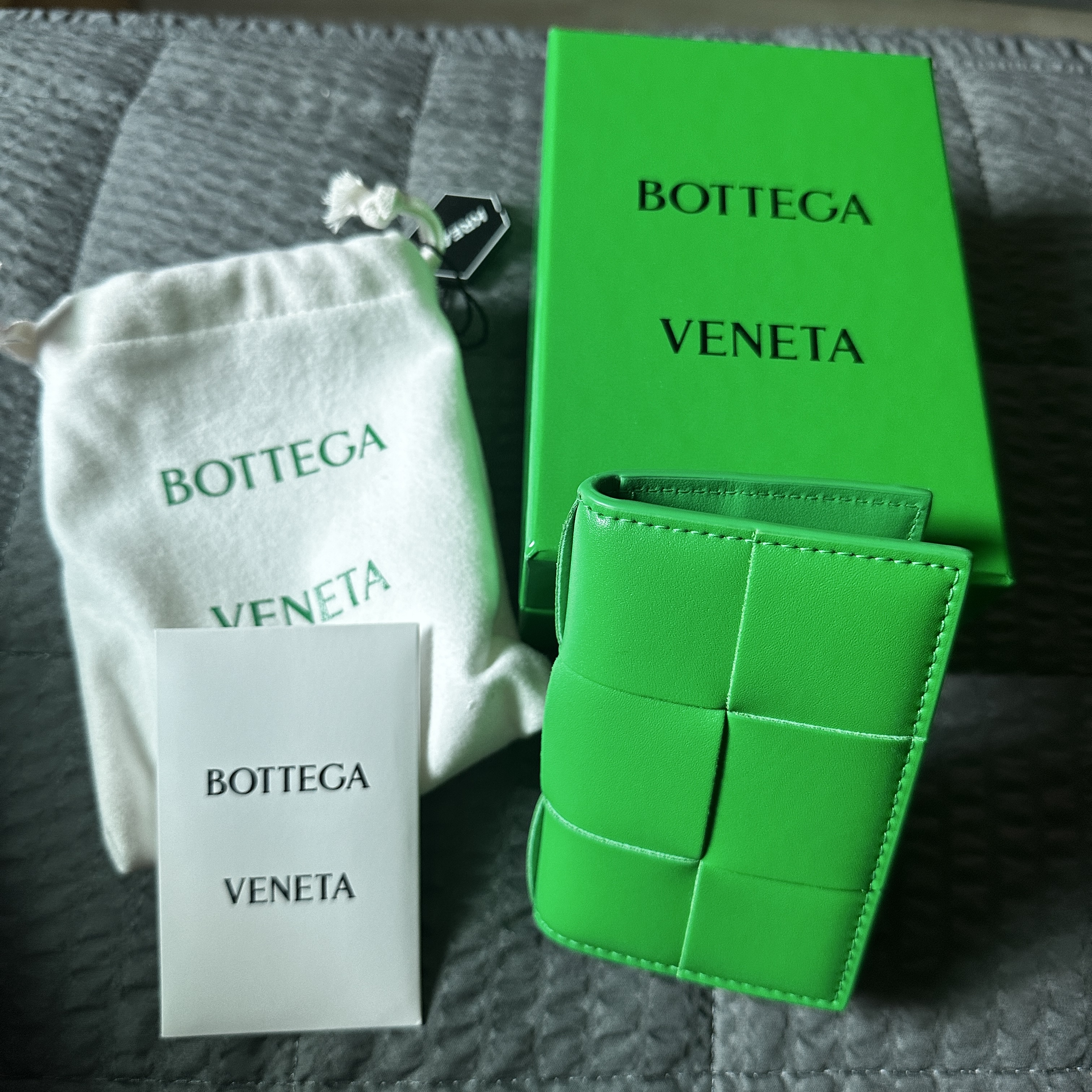 Bottega Veneta Flap Card Case Parakeet 착용 스타일