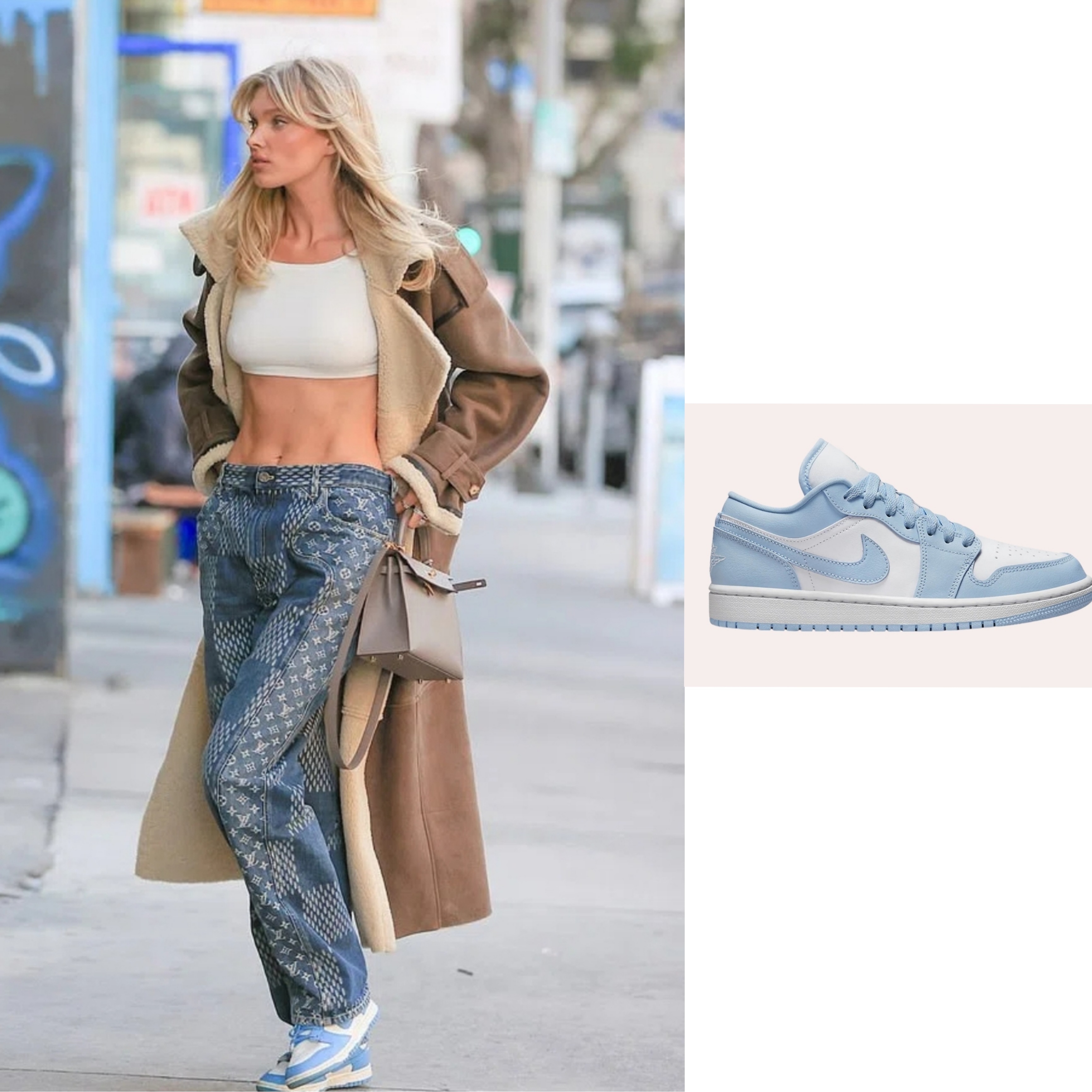 (W) Jordan 1 Low White Ice Blue 착용 스타일