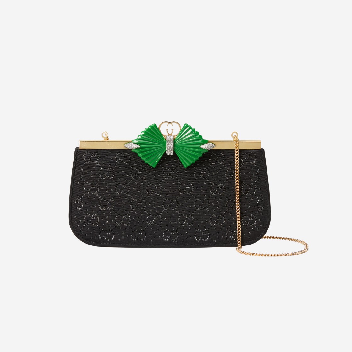 Gucci GG Moire Fabric Handbag with Bow Black 상세 이미지 1