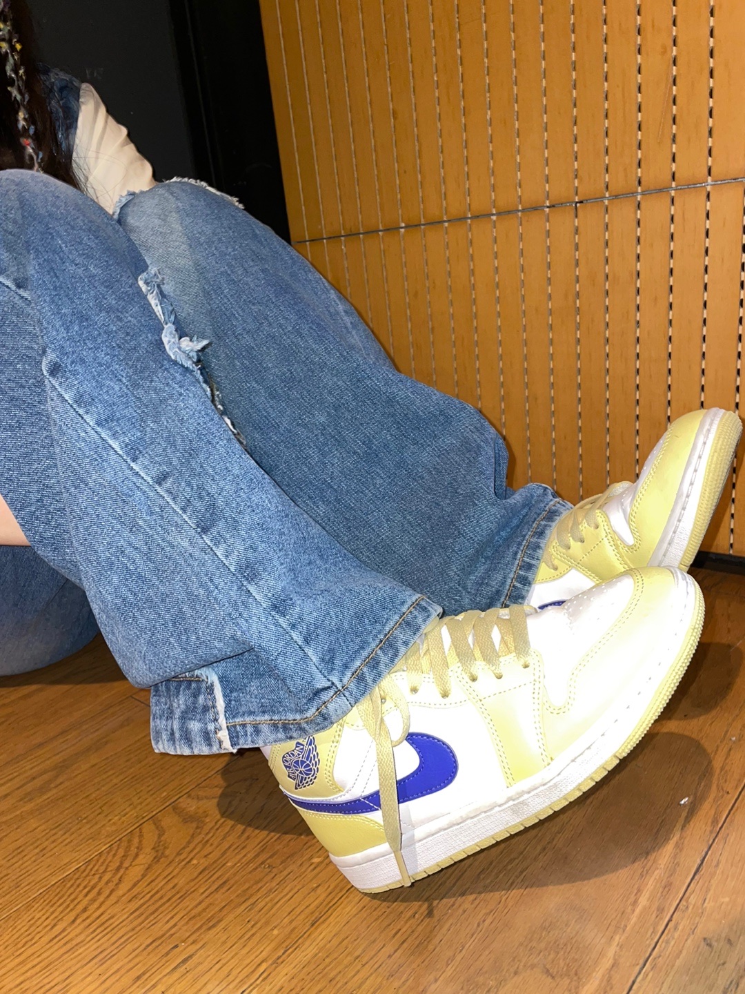 (W) Jordan 1 Mid Lemon Wash Lapis 착용 스타일 - 4