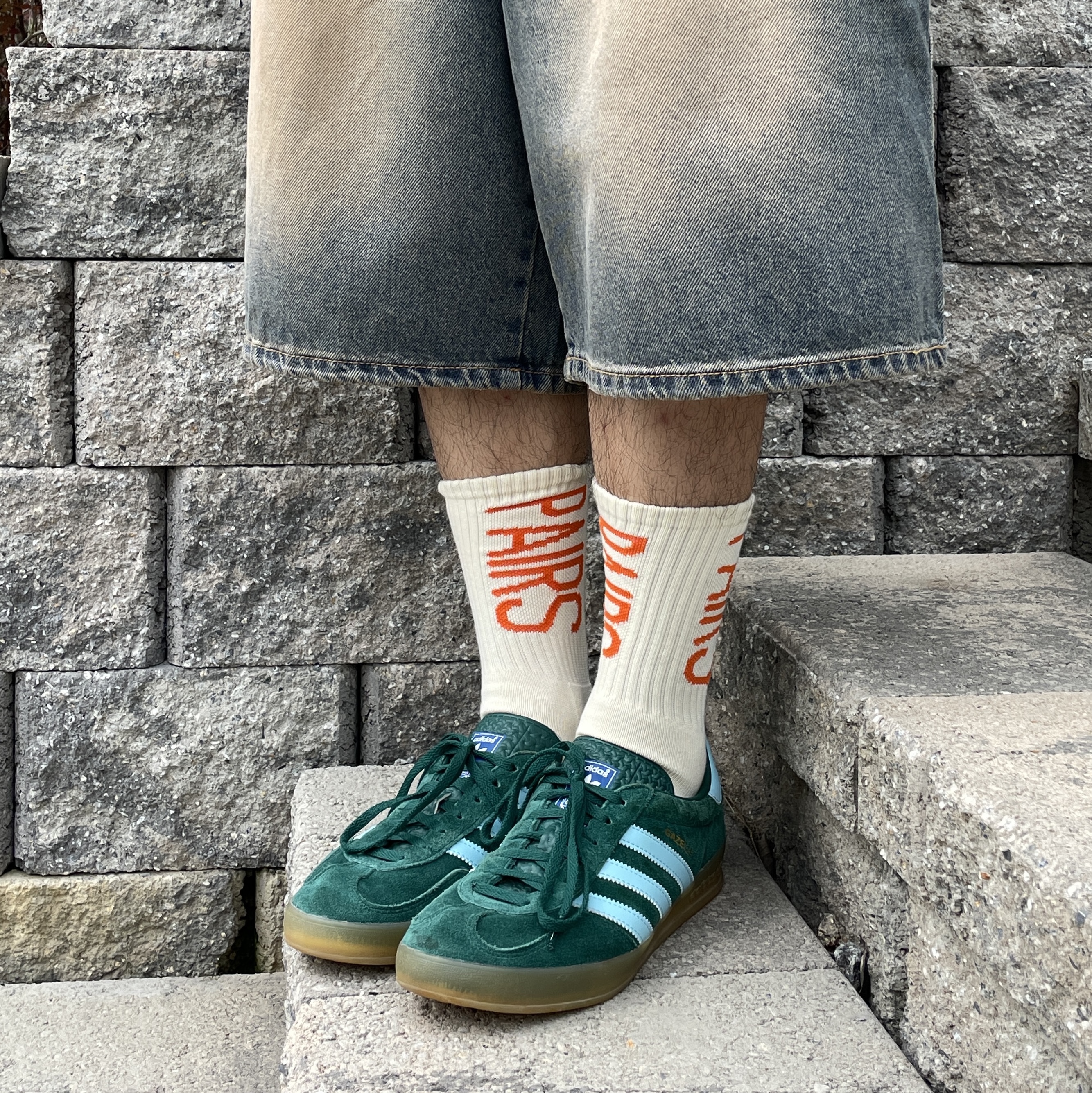 Adidas Gazelle Indoor Collegiate Green Hazy Sky 착용 스타일 - 1