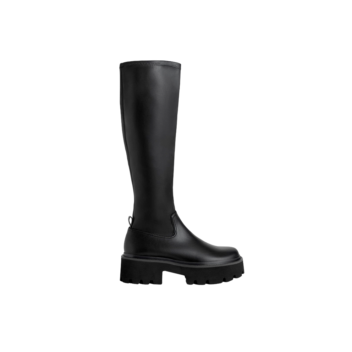 (W) 찰스앤키스 청키 플랫폼 니 하이 부츠 블랙((W) Charles & Keith Chunky Platform Knee-High Boots Black)