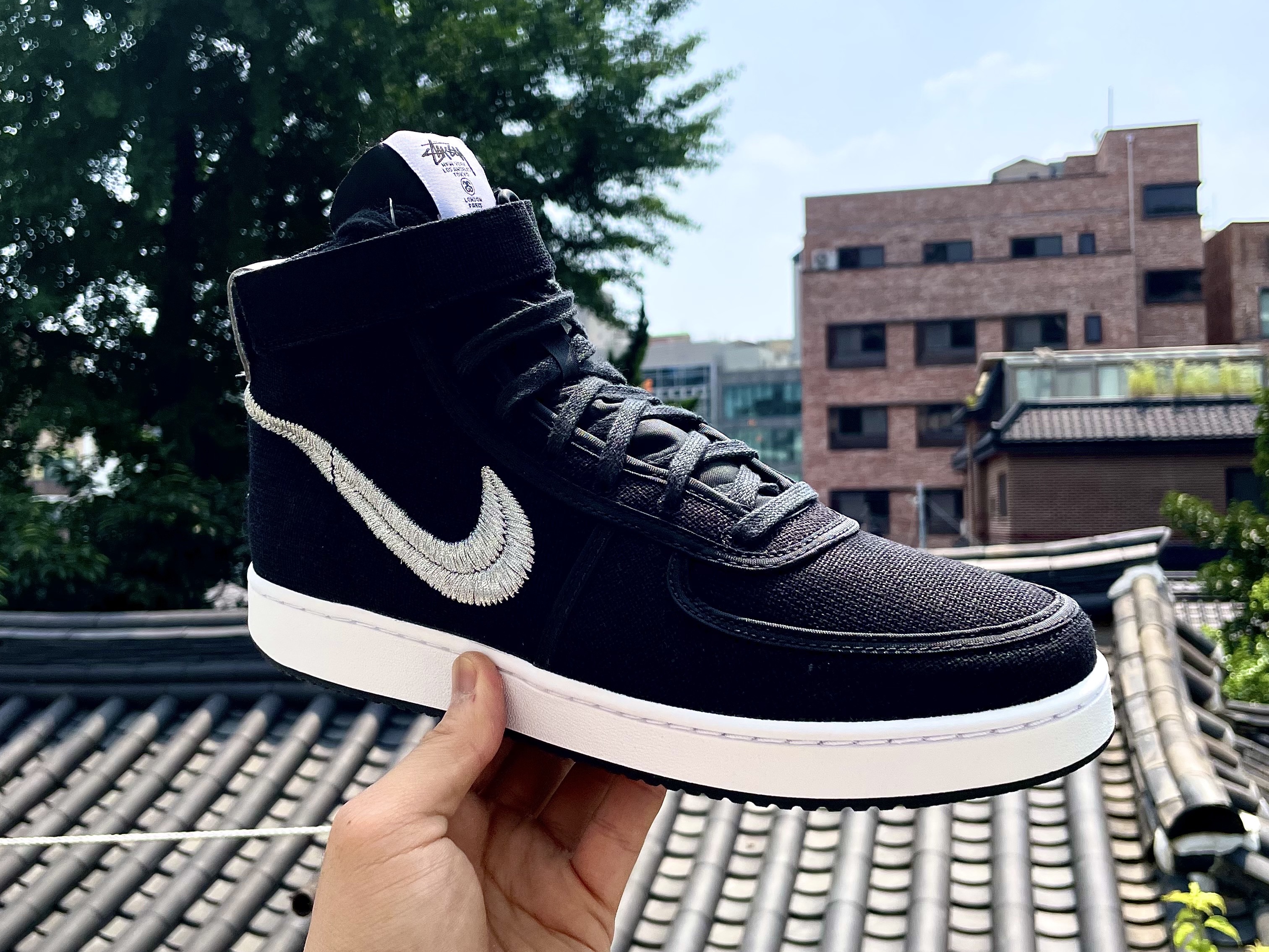 Nike x Stussy Vandal High Black 착용 스타일