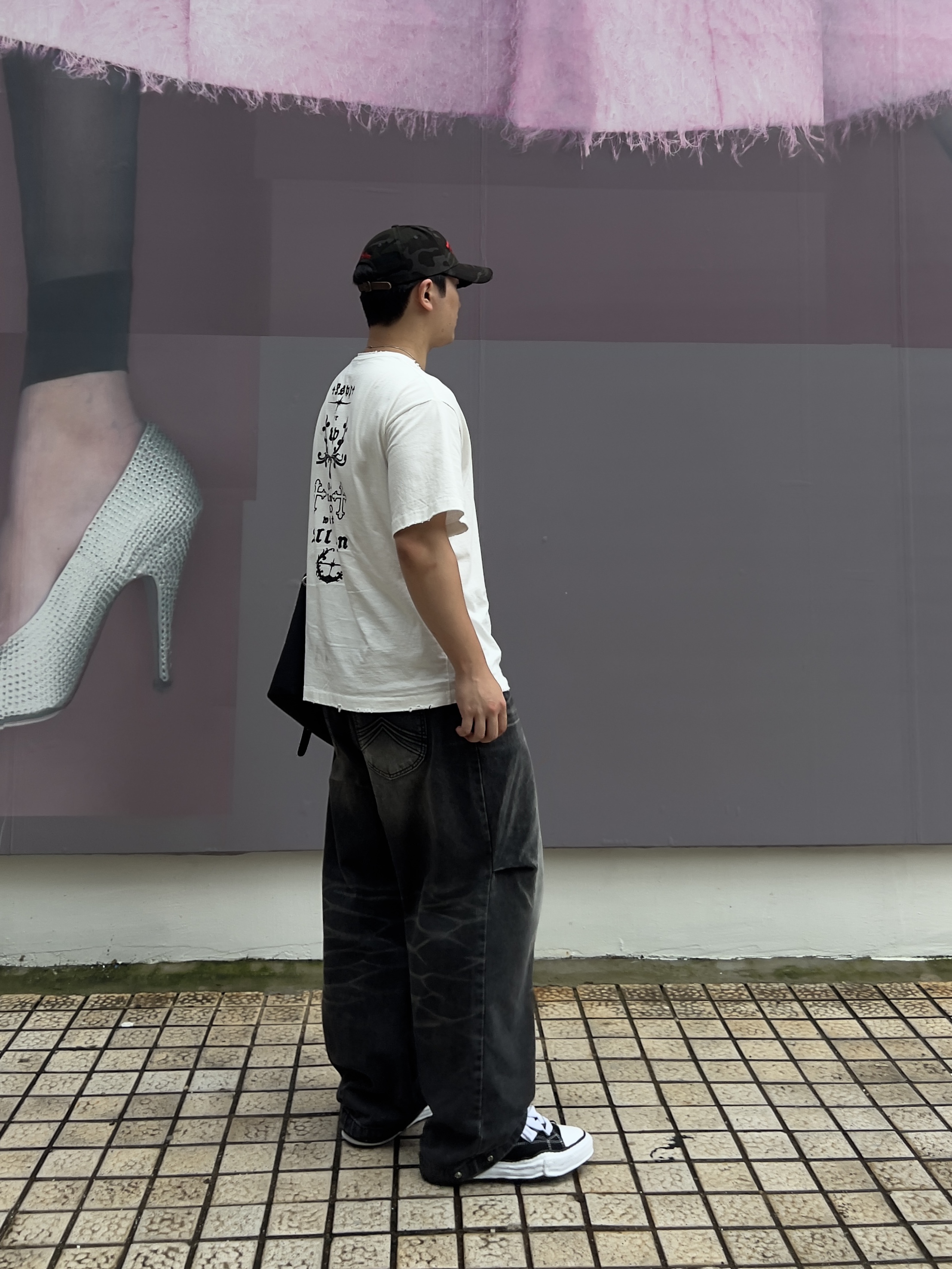 Maison Mihara Yasuhiro Peterson OG Sole Canvas Low Sneakers Black 착용 스타일 - 1