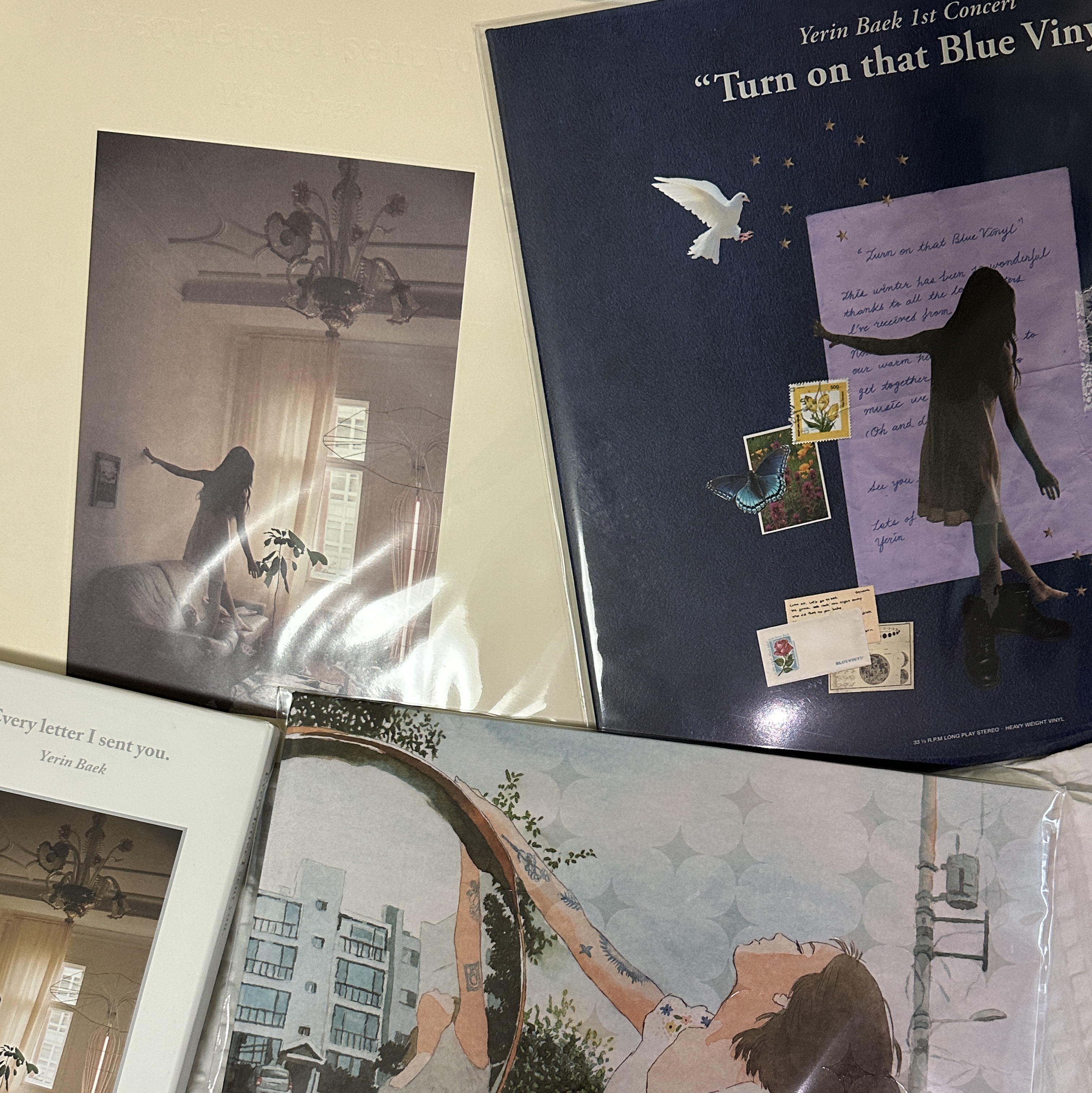 Yerin Baek Turn On That Blue Vinyl Live LP Blue (2LP), Yerin Baek 1st Album Every Letter I Sent You LP Black (2LP) 착용 스타일 - 1