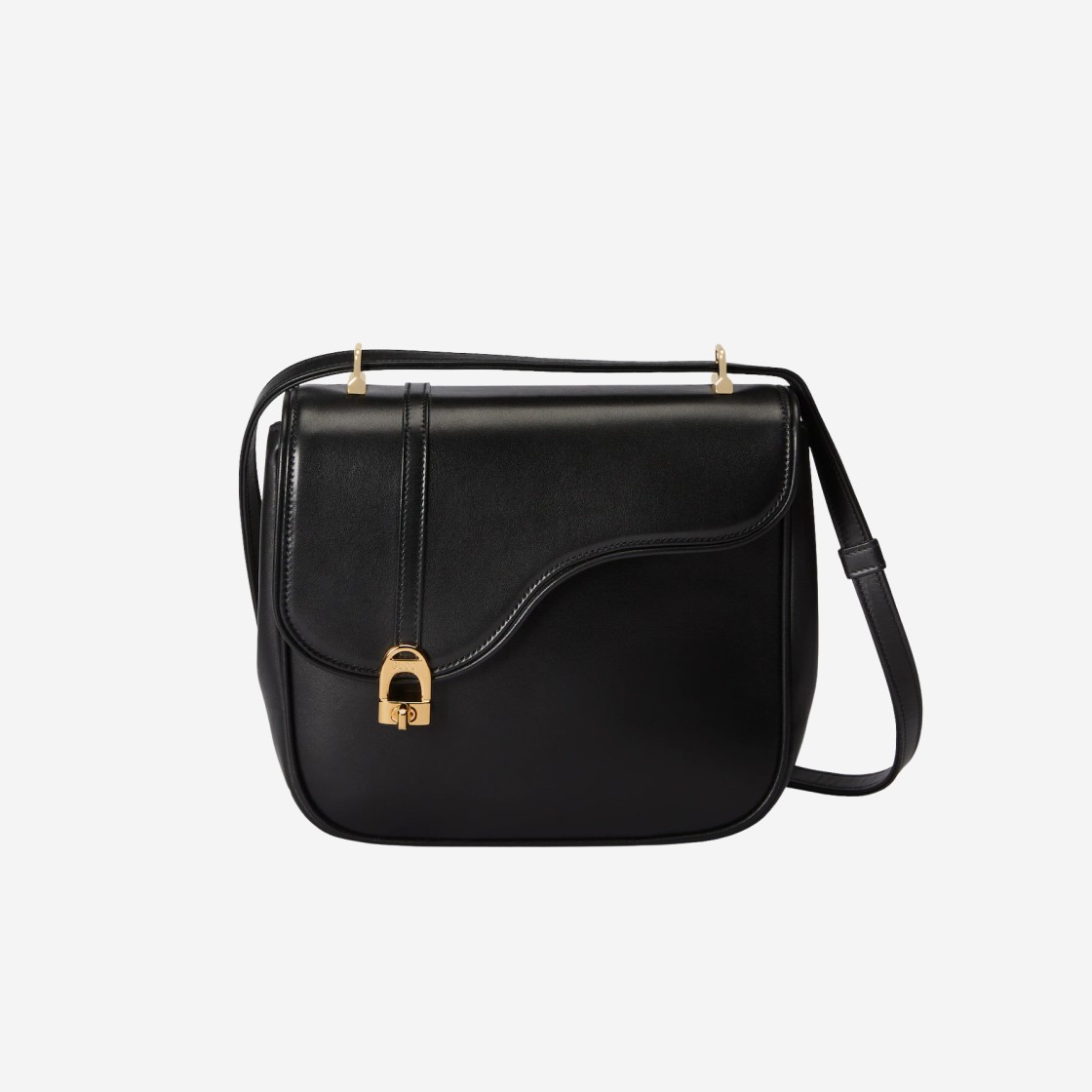 Gucci Equestrian Inspired Shoulder Bag Black Leather 상세 이미지 1