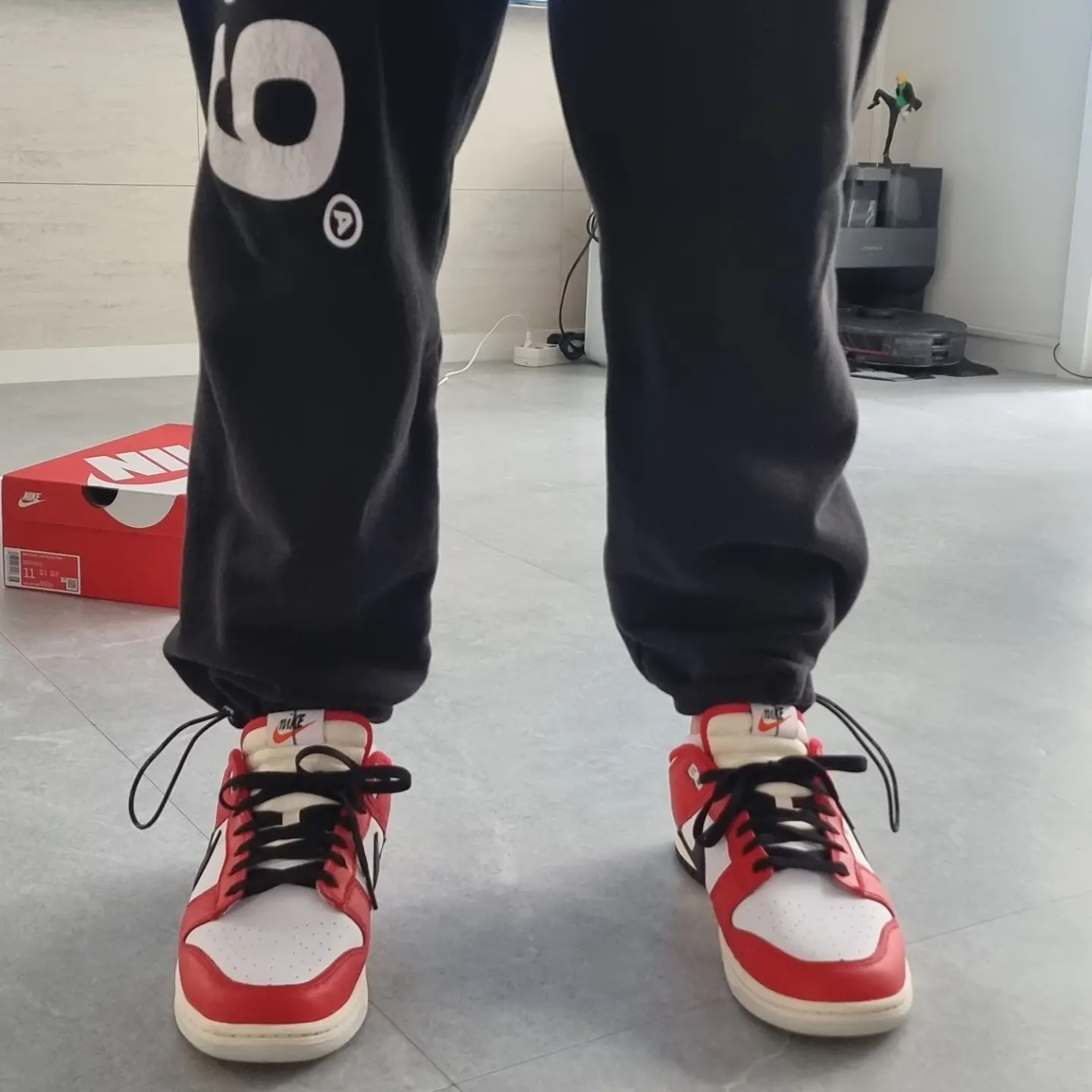 Nike Dunk Low Retro PRM University Red Black 착용 스타일 - 3