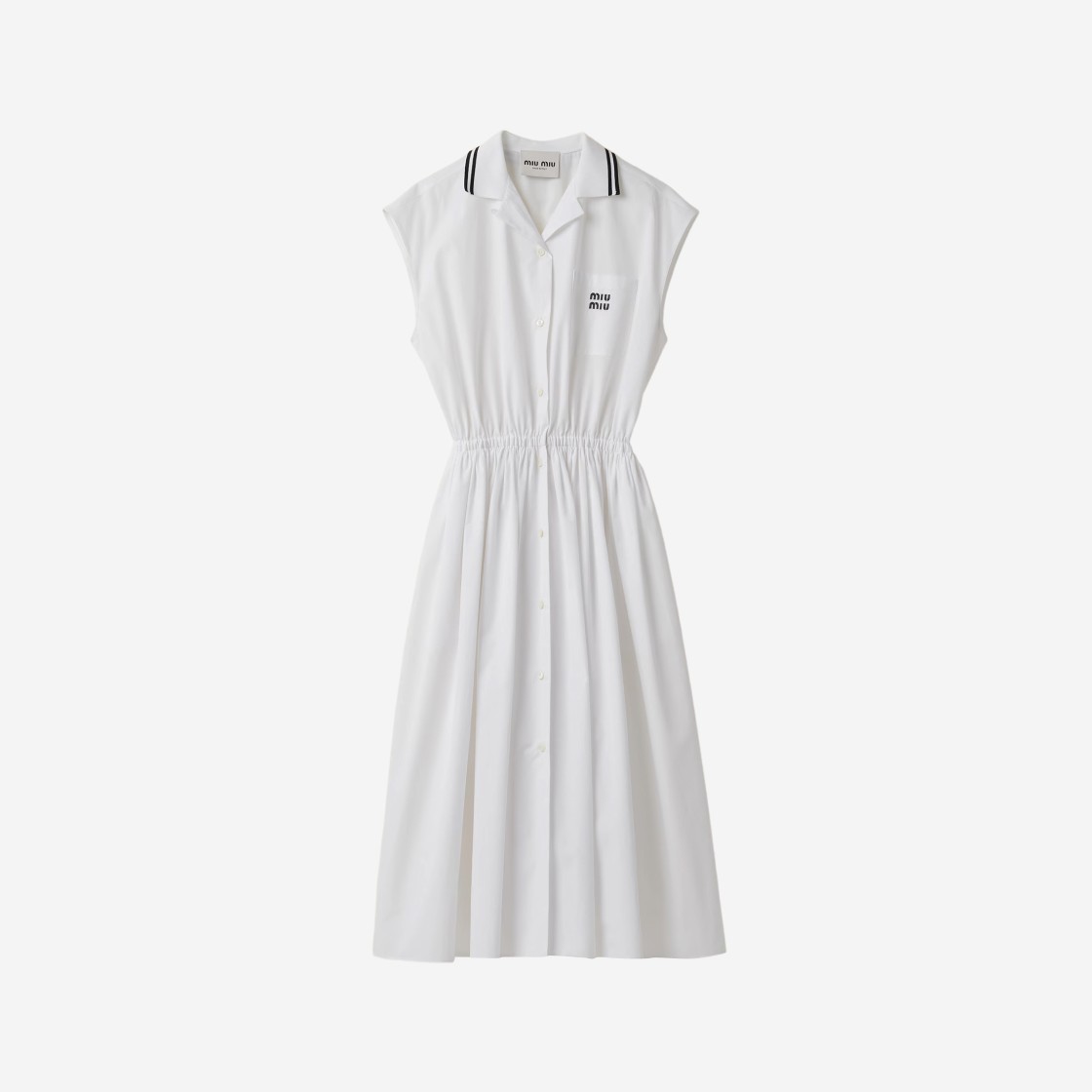 (W) Miu Miu Poplin Midi Dress White 상세 이미지 1