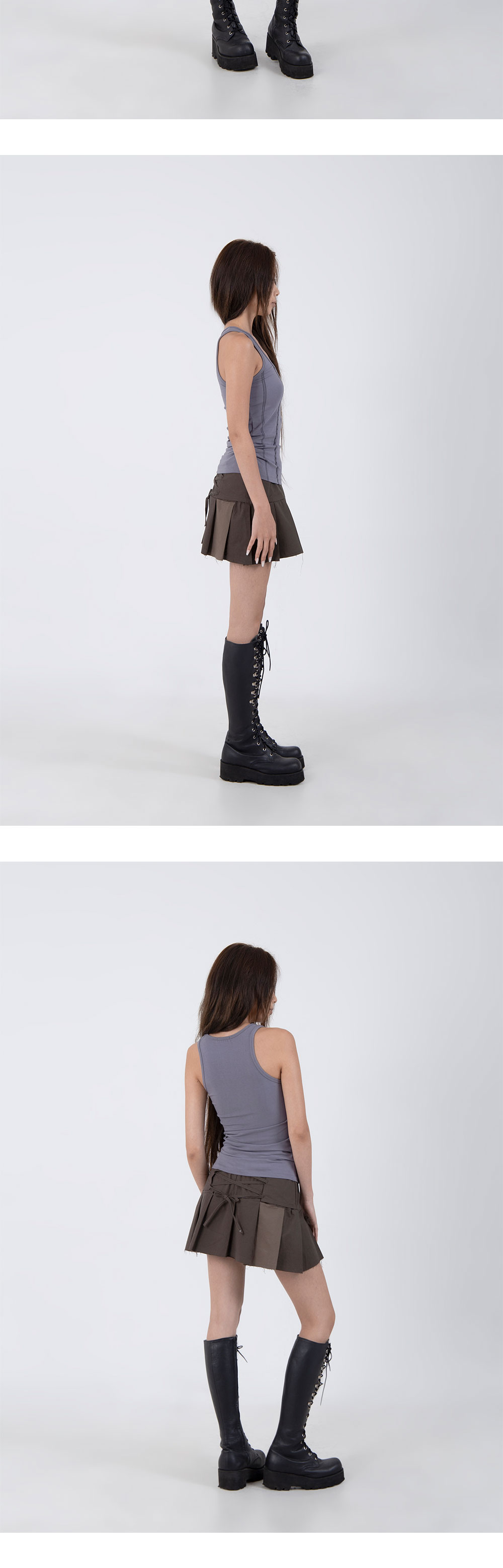 Darling You're Bad Women Lace Printed Sleeveless Charcoal Blue 상세 이미지 3