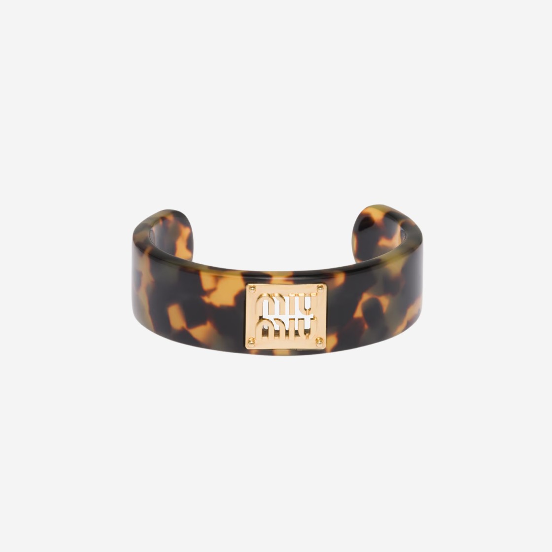 (W) Miu Miu Plexiglass and Metal Bracelet Tortoiseshell Gold 상세 이미지 1