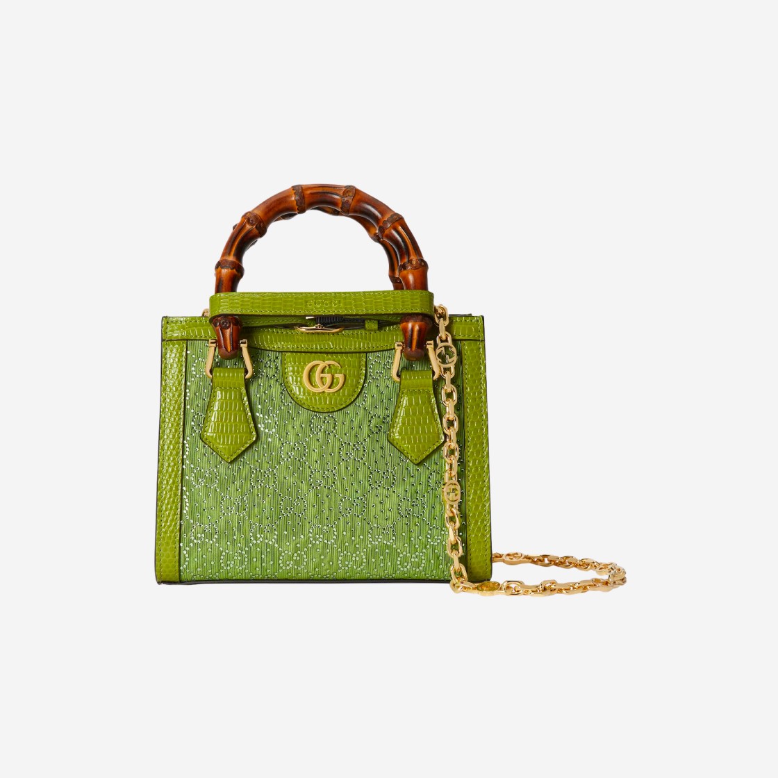 Gucci Diana Mini GG Crystal Tote Bag Green 상세 이미지 1