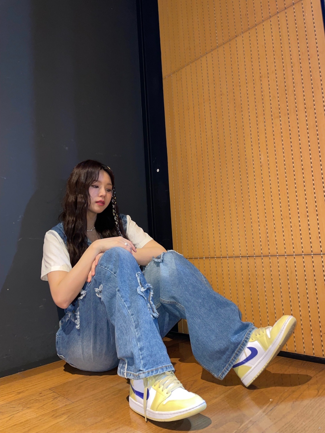 (W) Jordan 1 Mid Lemon Wash Lapis 착용 스타일 - 3