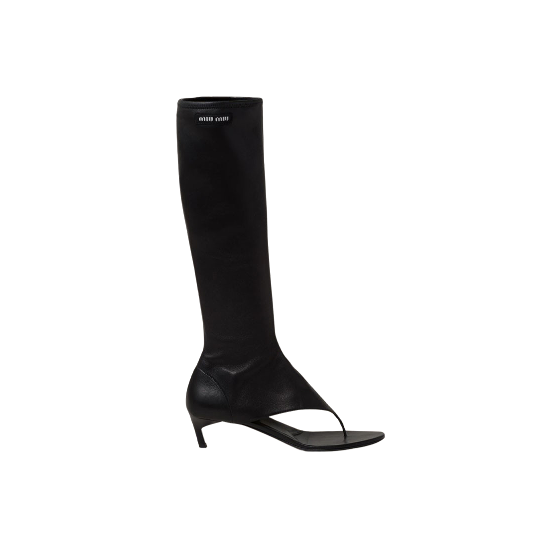 (W) 미우 미우 스트레치 나파 레더 통 부츠 블랙((W) Miu Miu Stretch Nappa Leather Thong Boots Black) - 1