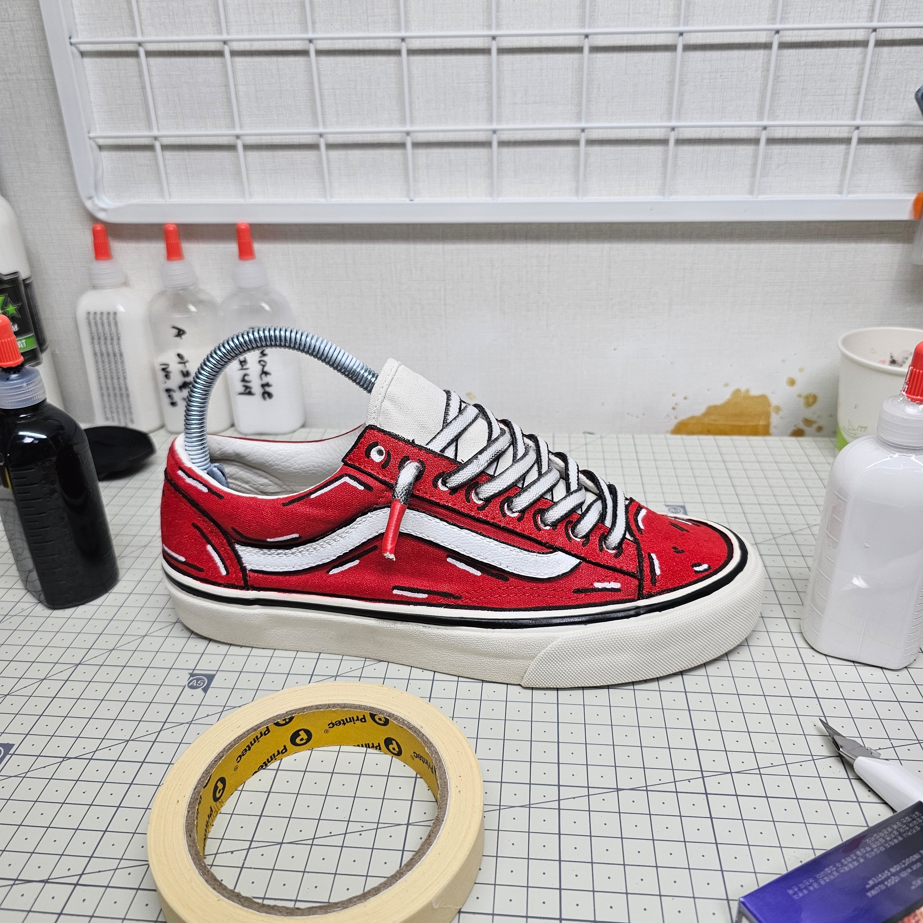 Vans Style 36 Marshmallow Racing Red 착용 스타일