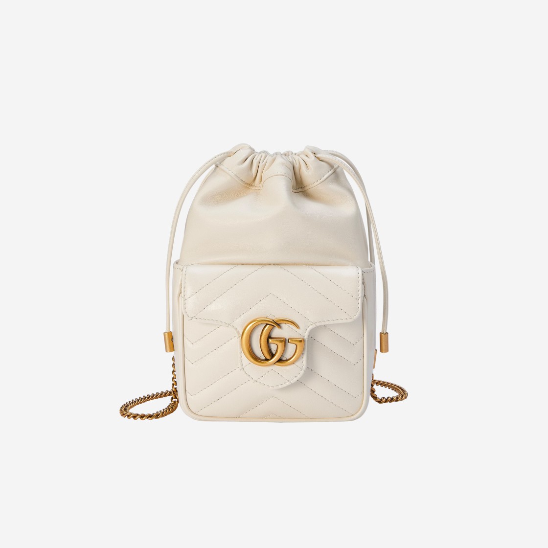 Gucci GG Marmont Mini Bucket Bag White Leather 상세 이미지 1