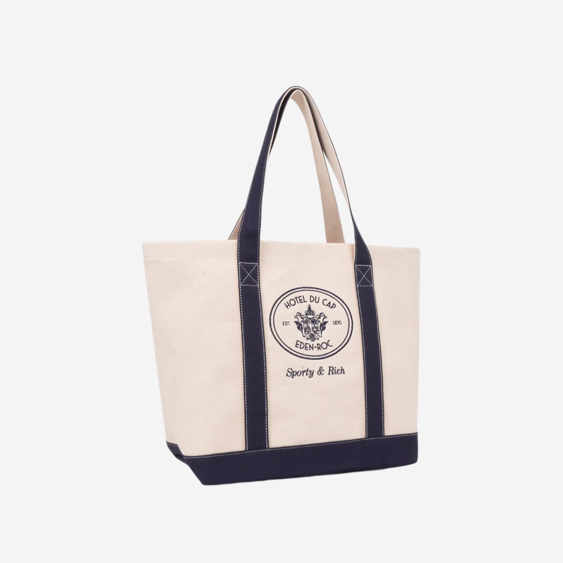 Sporty & Rich x Hotel Du Cap-Eden-Roc Eden Crest Tote Bag Natural Navy 상세 이미지 2