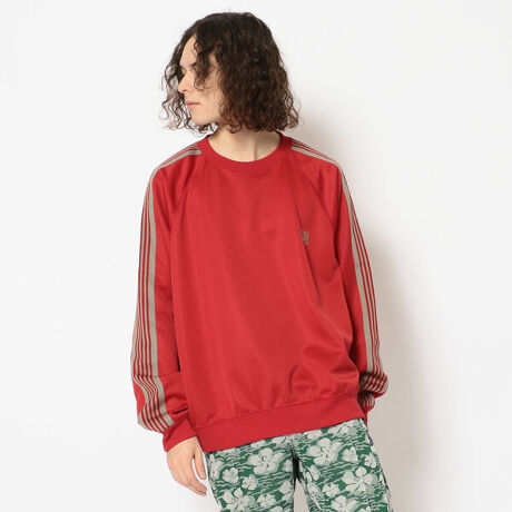 Needles Track Crewneck Poly Smooth Red 착용 스타일