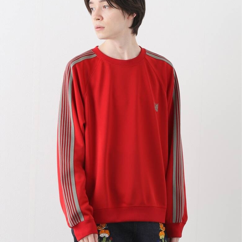 Needles Track Crewneck Poly Smooth Red 착용 스타일 - 1