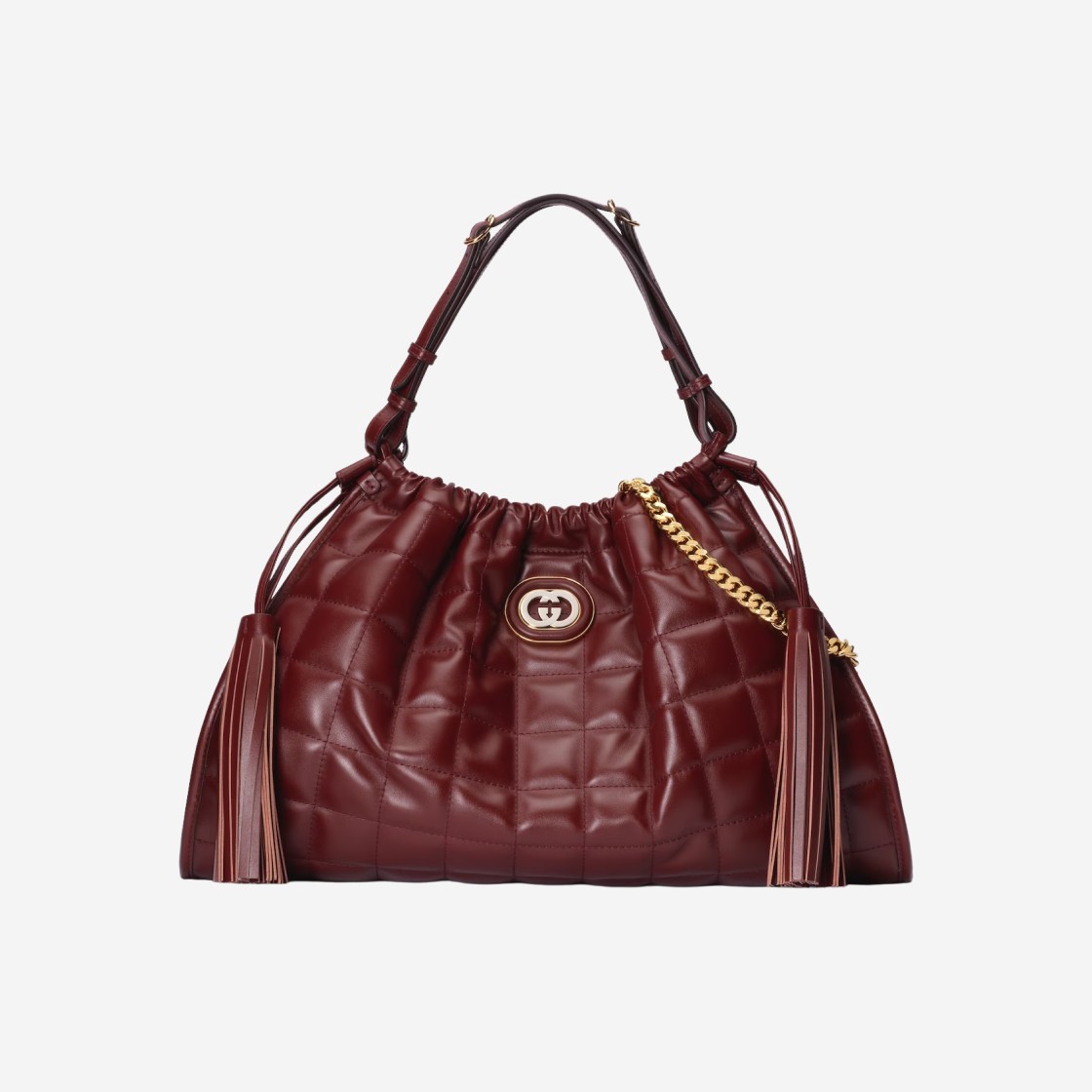 Gucci Deco Medium Tote Bag Dark Red Leather 상세 이미지 1