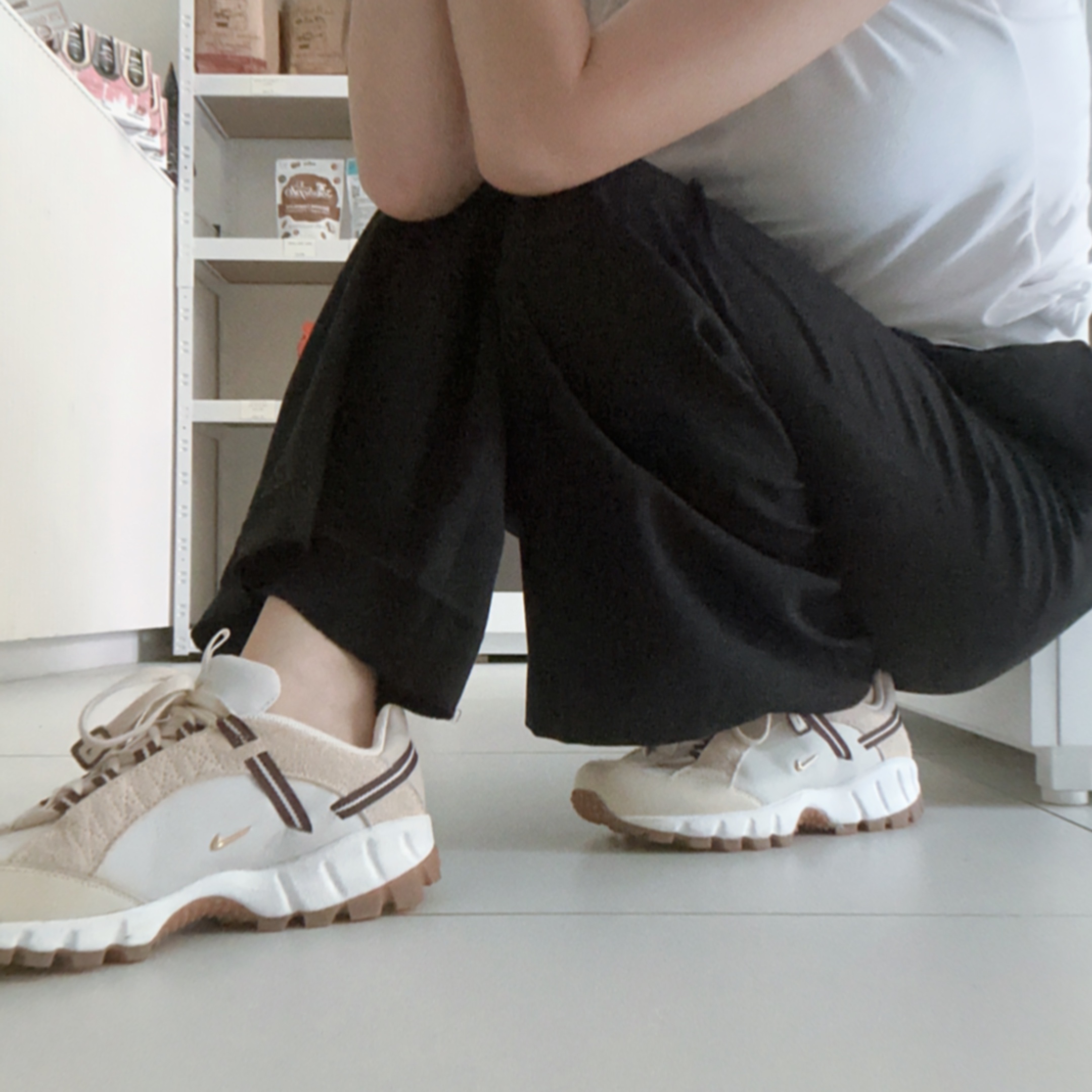 Nike x Jacquemus Air Humara LX Light Bone and Gold 착용 스타일