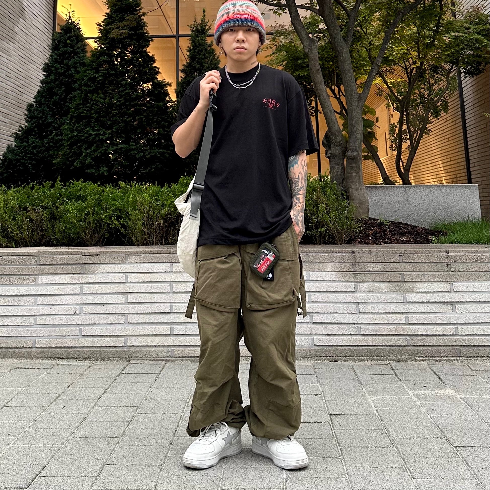 BAPE x JJJJound Bape Sta Low White Light Grey 착용 스타일 - 2