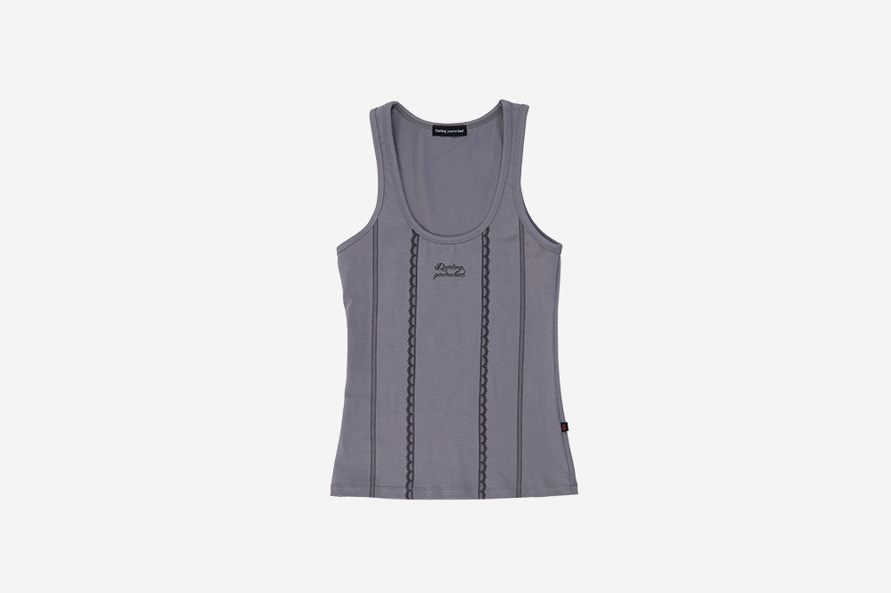 Darling You're Bad Women Lace Printed Sleeveless Charcoal Blue 상세 이미지 1