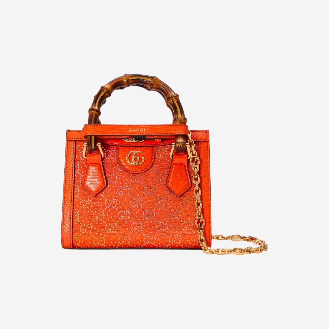 Gucci Diana Mini GG Crystal Tote Bag Orange 상세 이미지 1