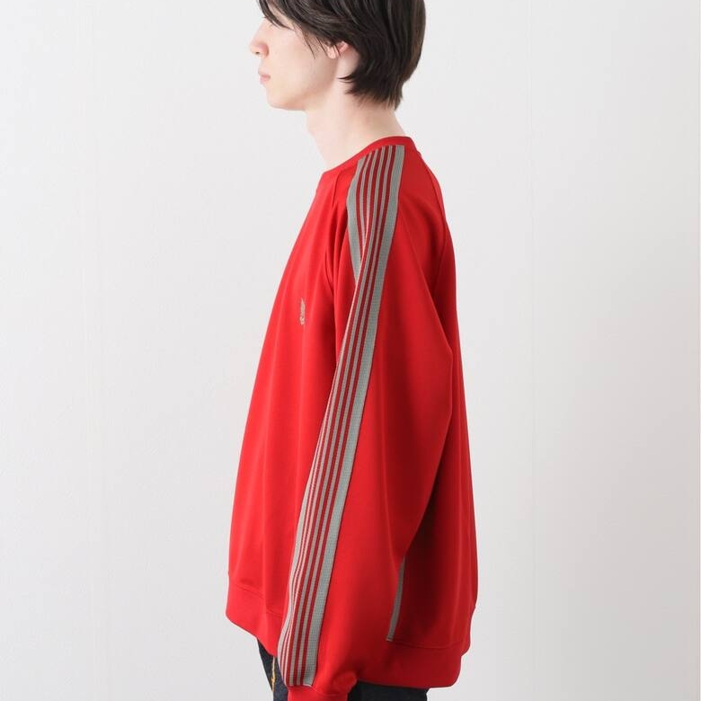 Needles Track Crewneck Poly Smooth Red 착용 스타일 - 2