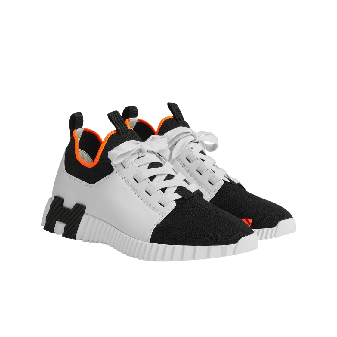 에르메스 디파트 스니커즈 니트 카프스킨 & 누아 블랑(Hermes Depart Sneakers Knit Calfskin & Noir Blanc) - 3